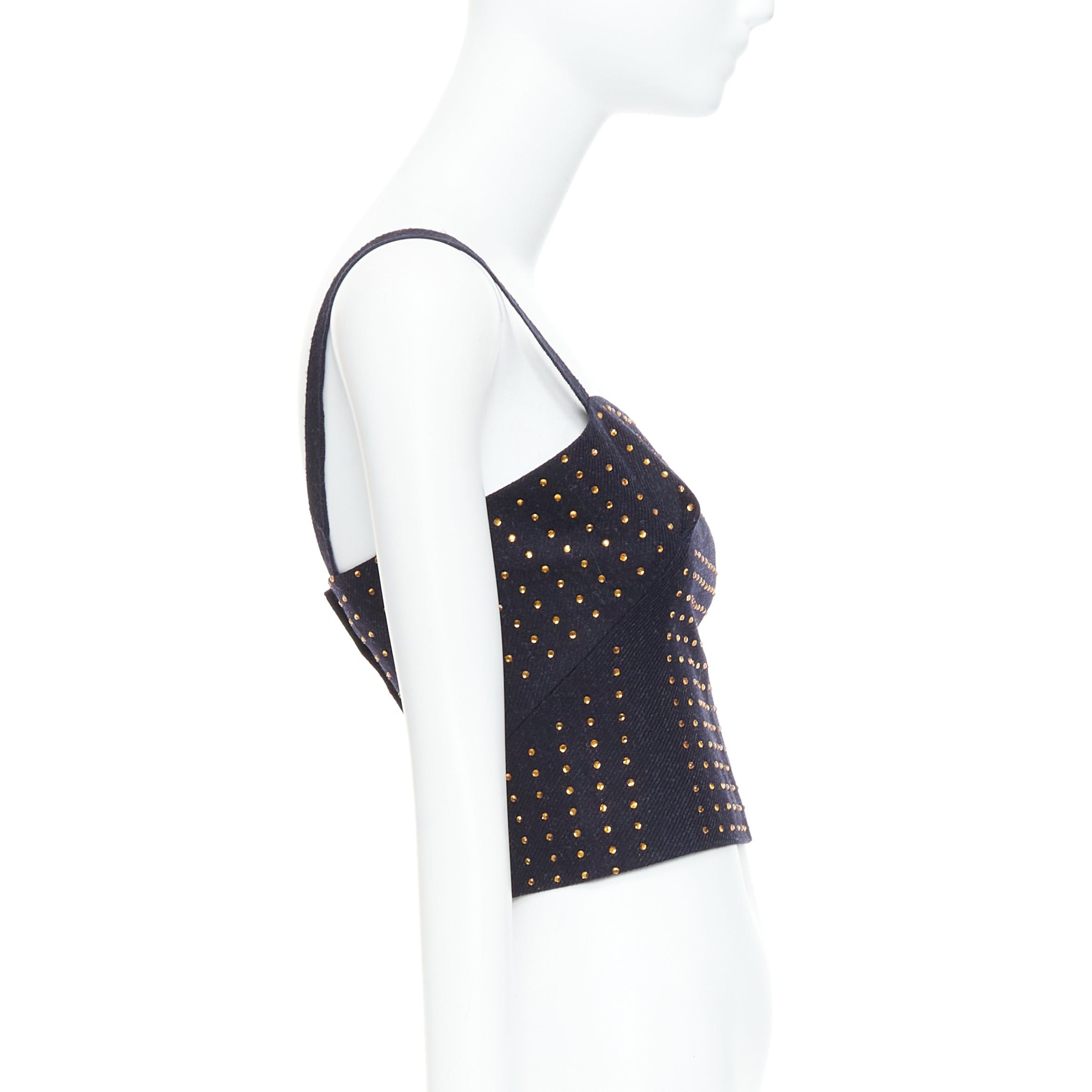 Miu Miu MIU MIU Vintage 1998 Runway fleece wool black crystal bustier top IT38 XS Size XS / US 0-2 / IT 36-38 - 4 Thumbnail
