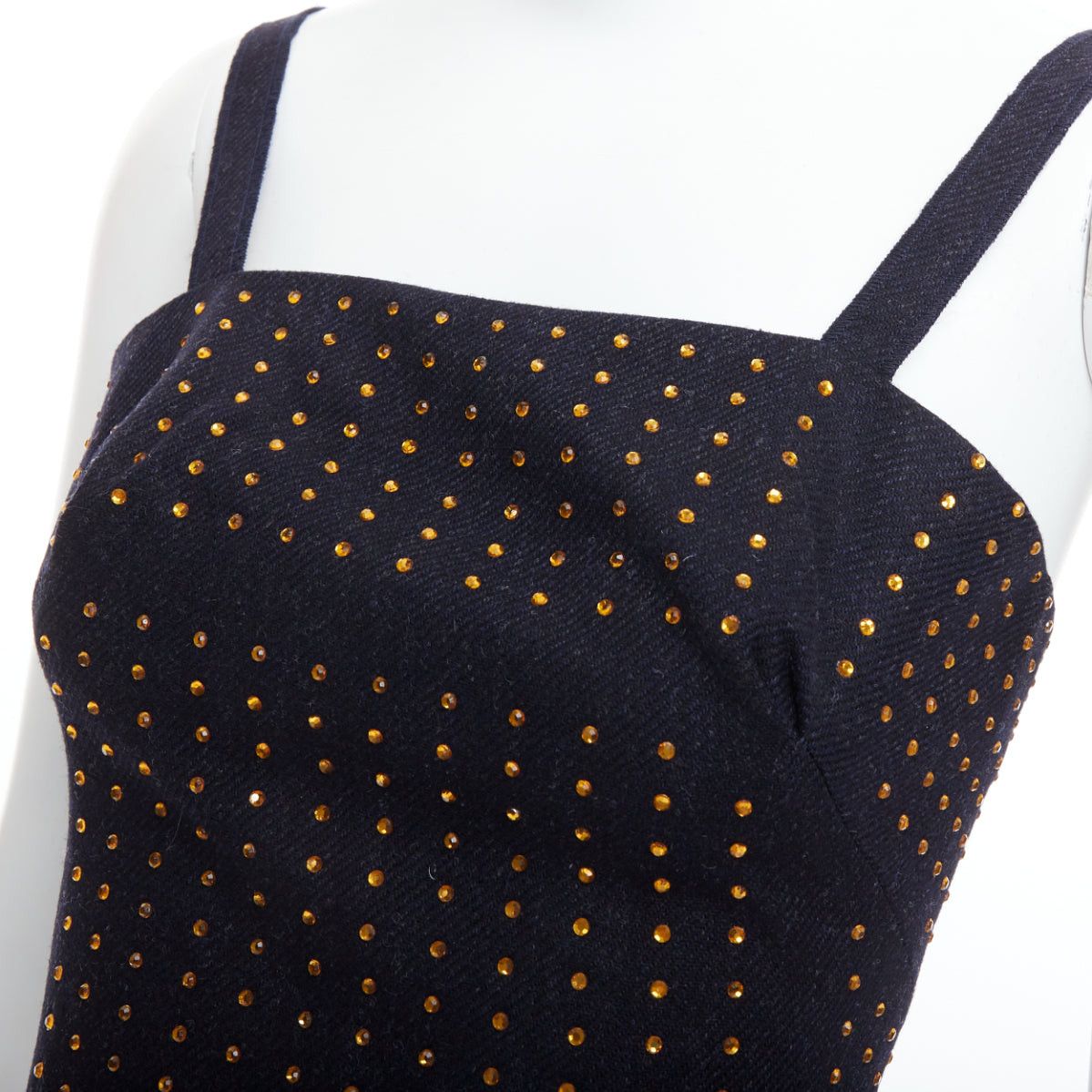 Miu Miu MIU MIU Vintage 1998 Runway fleece wool black crystal bustier top IT38 XS Size XS / US 0-2 / IT 36-38 - 2 Thumbnail