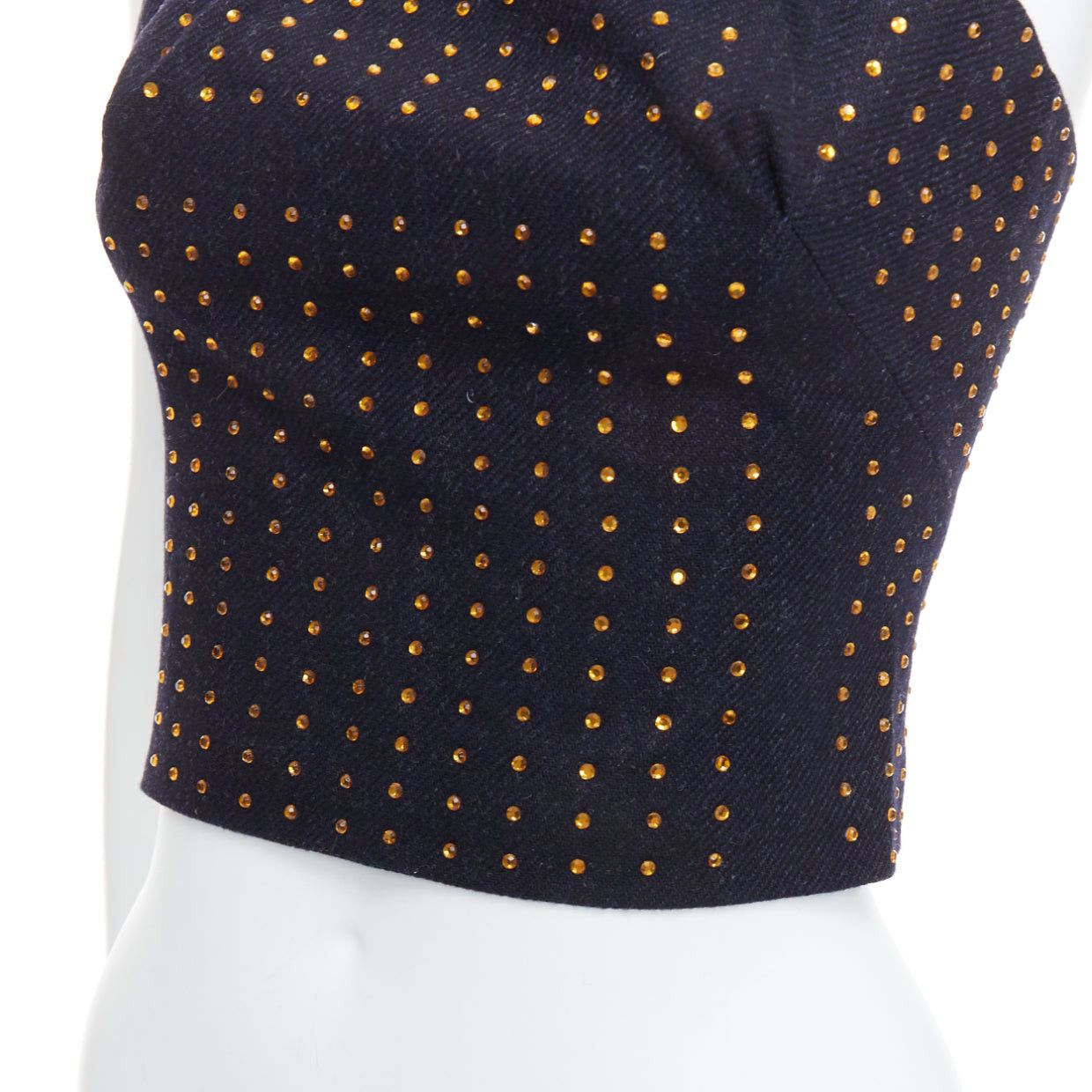 Miu Miu MIU MIU Vintage 1998 Runway fleece wool black crystal bustier top IT38 XS Size XS / US 0-2 / IT 36-38 - 8 Thumbnail