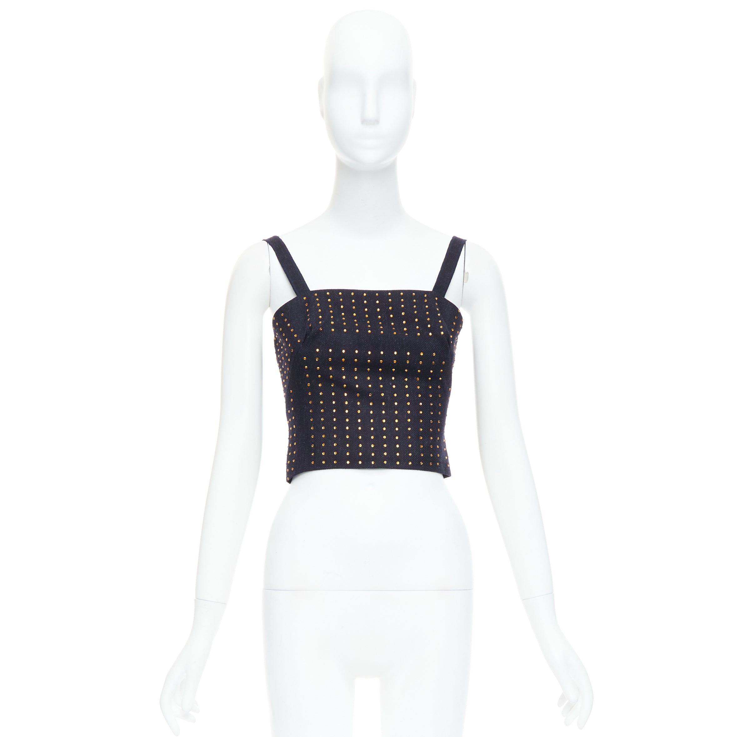 Miu Miu MIU MIU Vintage 1998 Runway fleece wool black crystal bustier top IT38 XS Size XS / US 0-2 / IT 36-38 - 10 Thumbnail