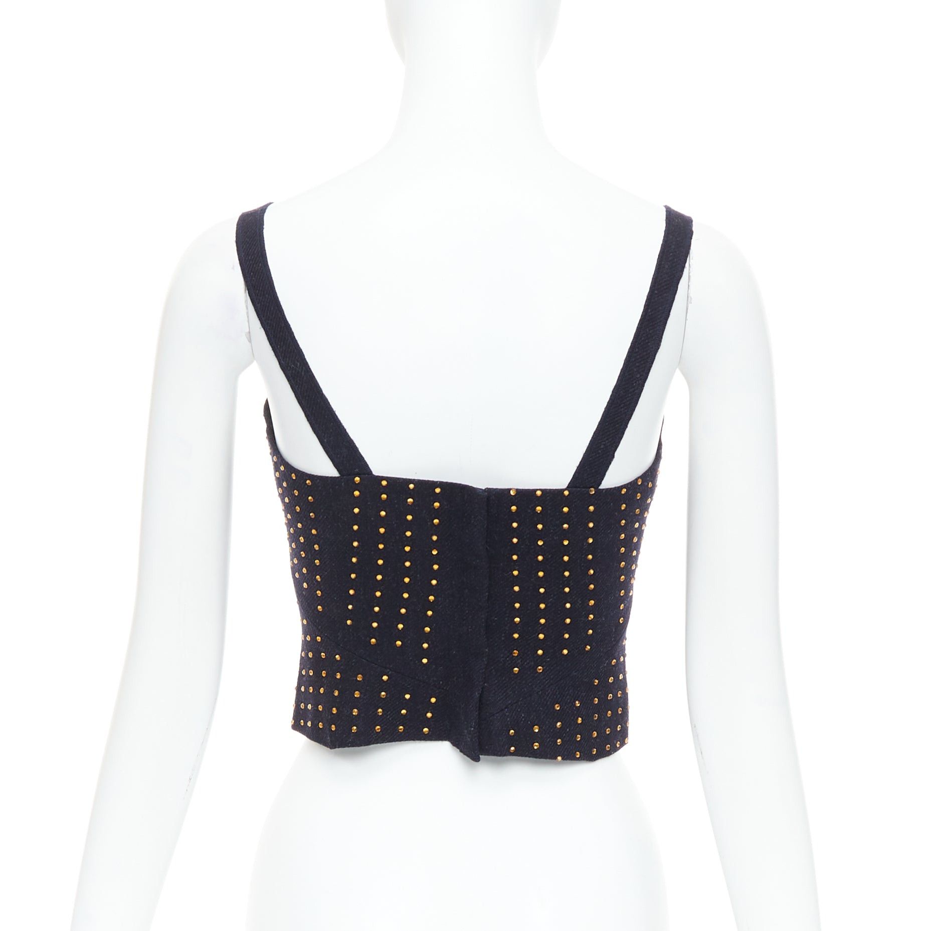 Miu Miu MIU MIU Vintage 1998 Runway fleece wool black crystal bustier top IT38 XS Size XS / US 0-2 / IT 36-38 - 5 Thumbnail