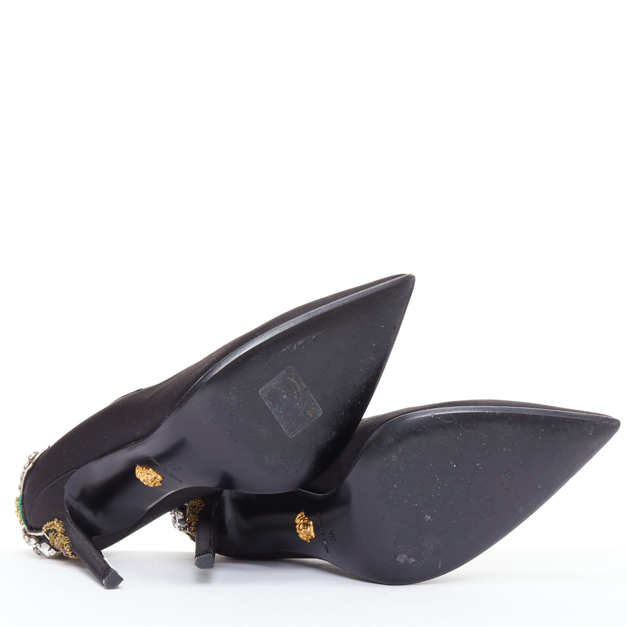 Versace VERSACE 2018 black satin byzantine cross encrusted heels EU38 Size US 8 / IT 38 - 9 Thumbnail