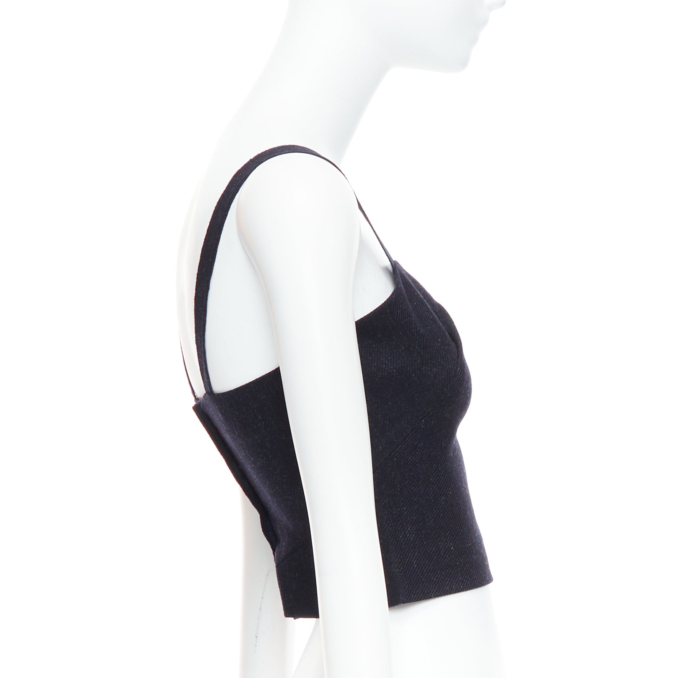 Miu Miu MIU MIU 1998 Vintage Runway fleece wool charcoal grey bustier top IT38 XS Size XS / US 0-2 / IT 36-38 - 4 Thumbnail