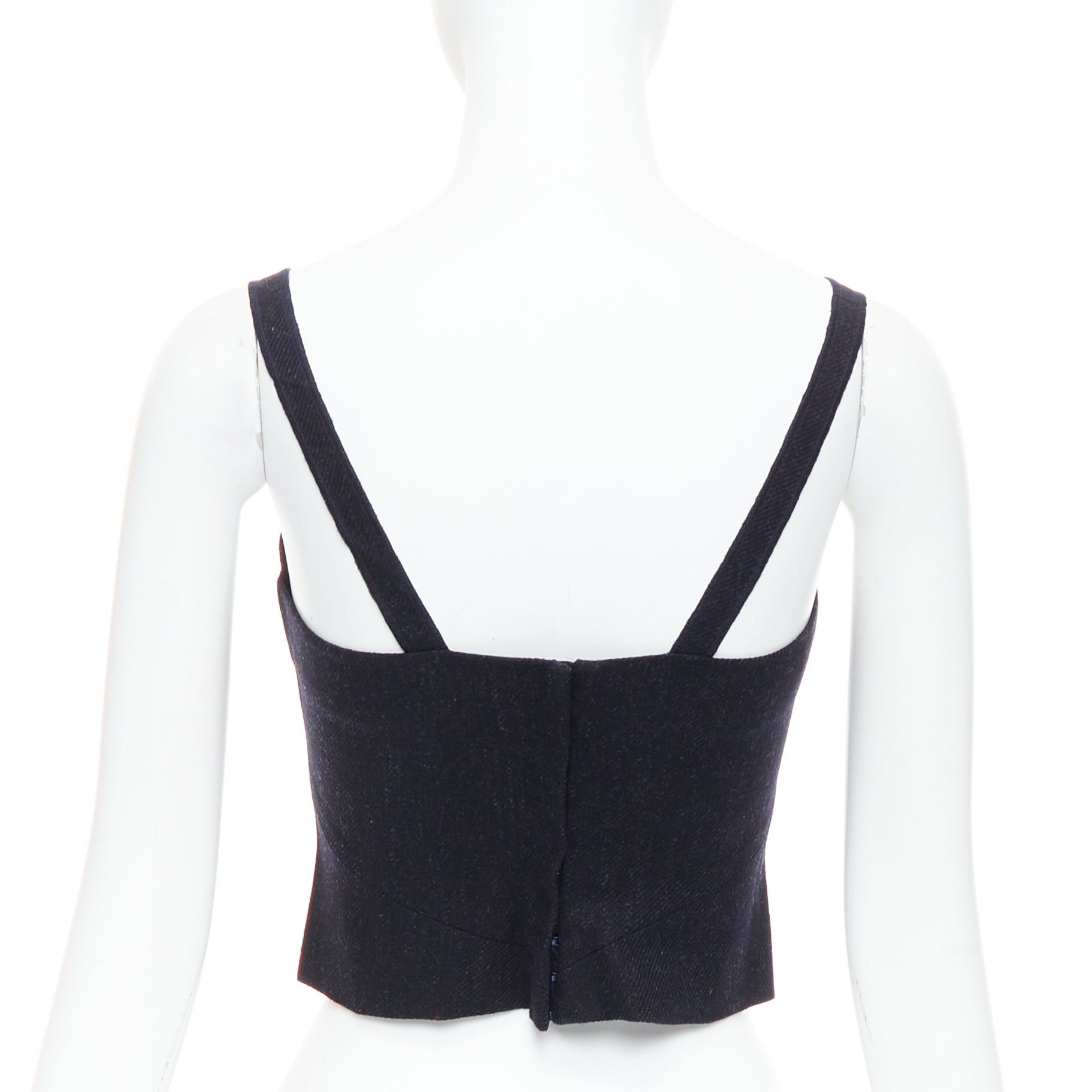 Miu Miu MIU MIU 1998 Vintage Runway fleece wool charcoal grey bustier top IT38 XS Size XS / US 0-2 / IT 36-38 - 5 Thumbnail