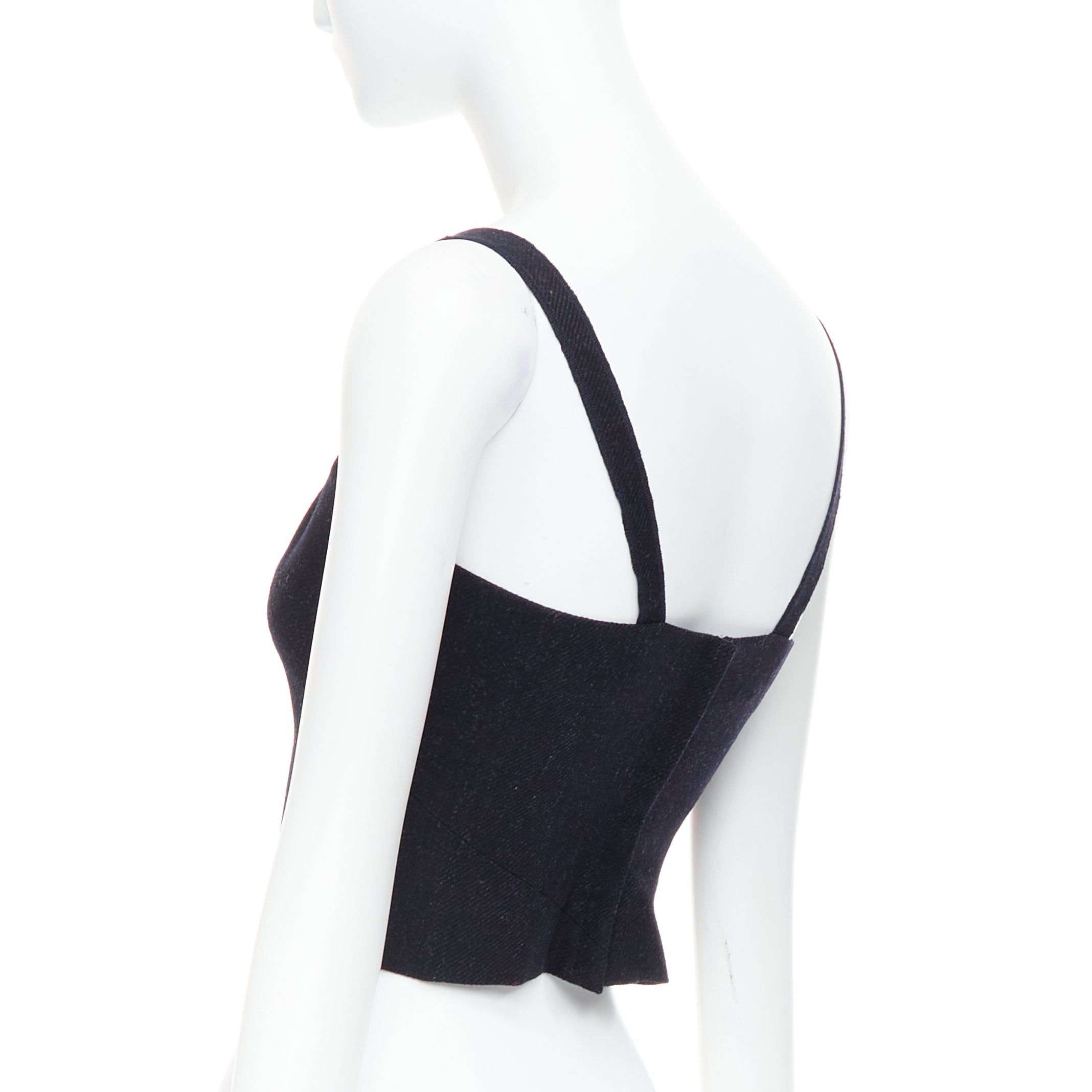 Miu Miu MIU MIU 1998 Vintage Runway fleece wool charcoal grey bustier top IT38 XS Size XS / US 0-2 / IT 36-38 - 6 Thumbnail