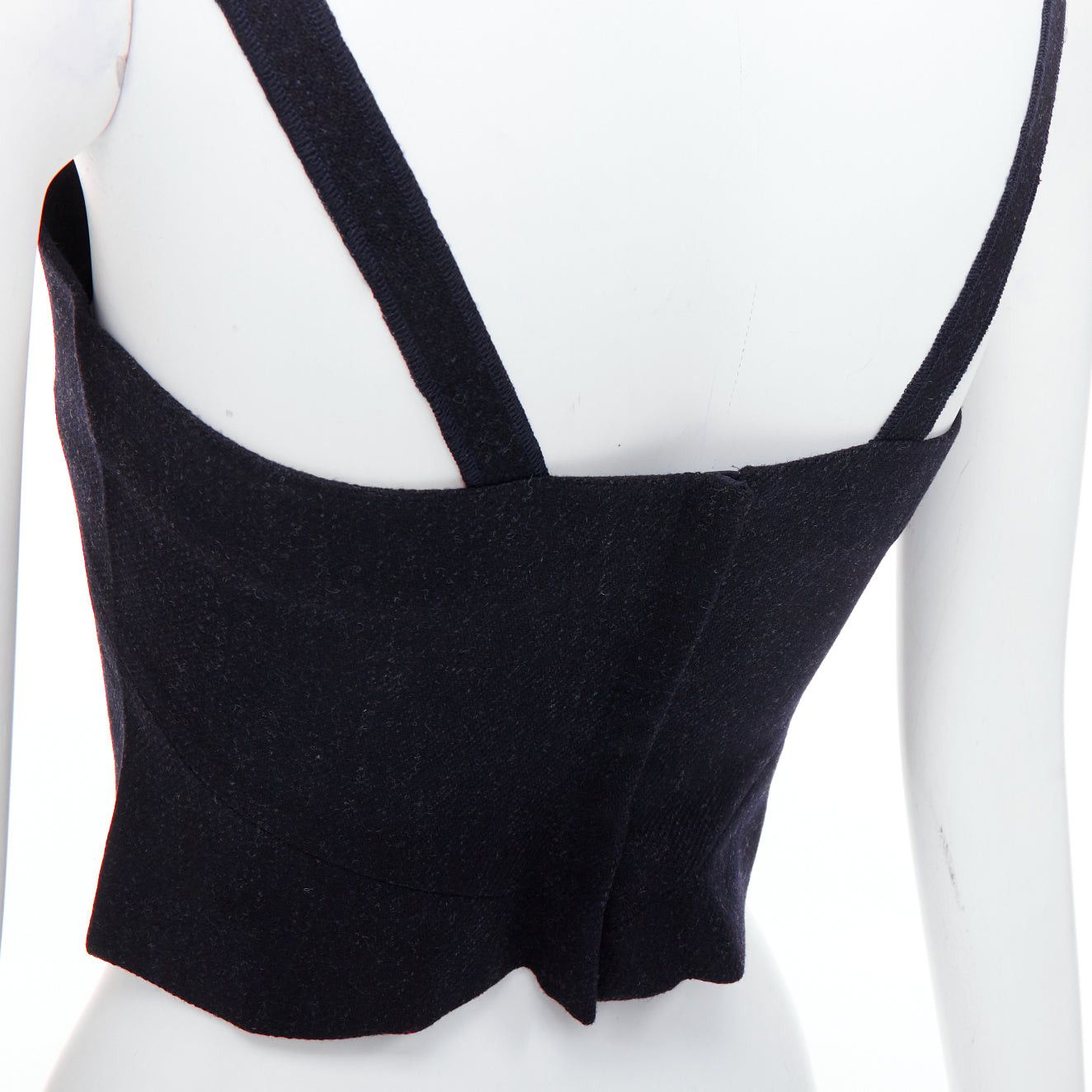Miu Miu MIU MIU 1998 Vintage Runway fleece wool charcoal grey bustier top IT38 XS Size XS / US 0-2 / IT 36-38 - 7 Thumbnail