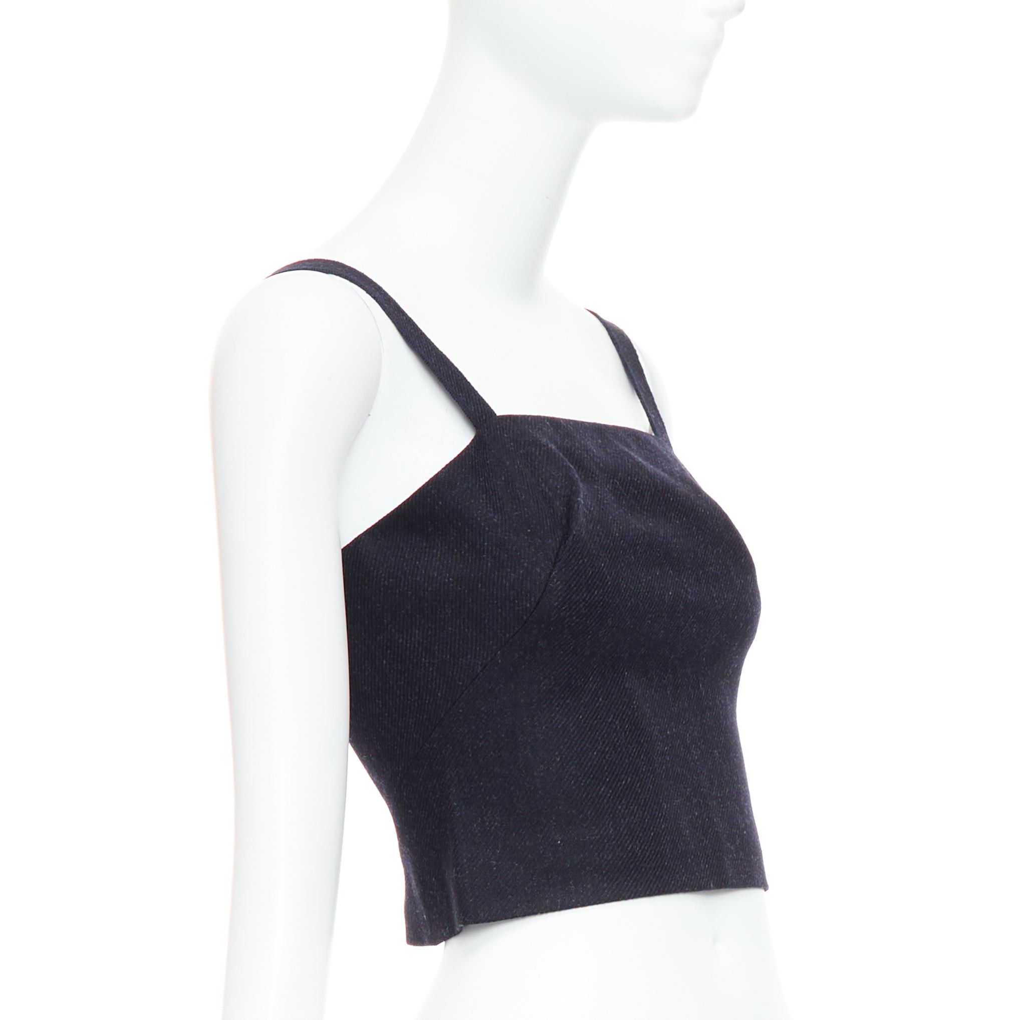 Miu Miu MIU MIU 1998 Vintage Runway fleece wool charcoal grey bustier top IT38 XS Size XS / US 0-2 / IT 36-38 - 3 Thumbnail