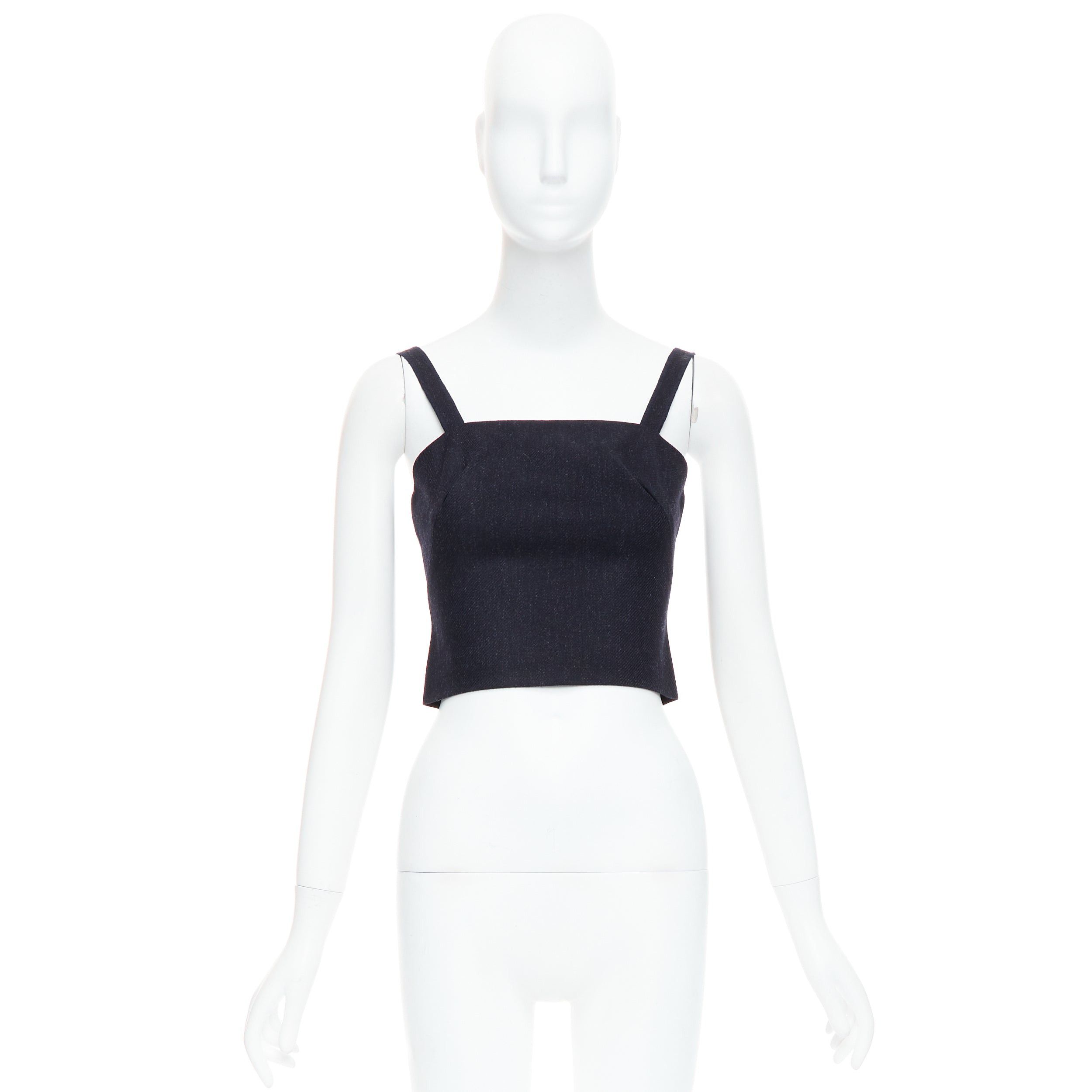 Miu Miu MIU MIU 1998 Vintage Runway fleece wool charcoal grey bustier top IT38 XS Size XS / US 0-2 / IT 36-38 - 9 Thumbnail