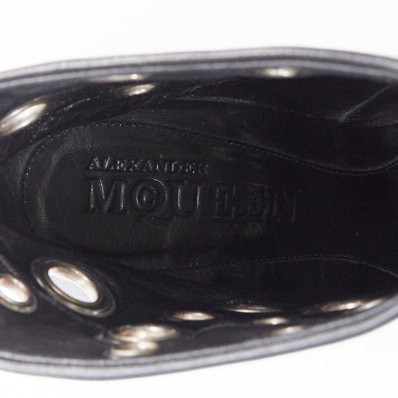 Alexander McQueen rare ALEXANDER MCQUEEN black silver grommet studded spool pirate ankle boots EU39 Size US 9 / IT 39 - 9 Thumbnail
