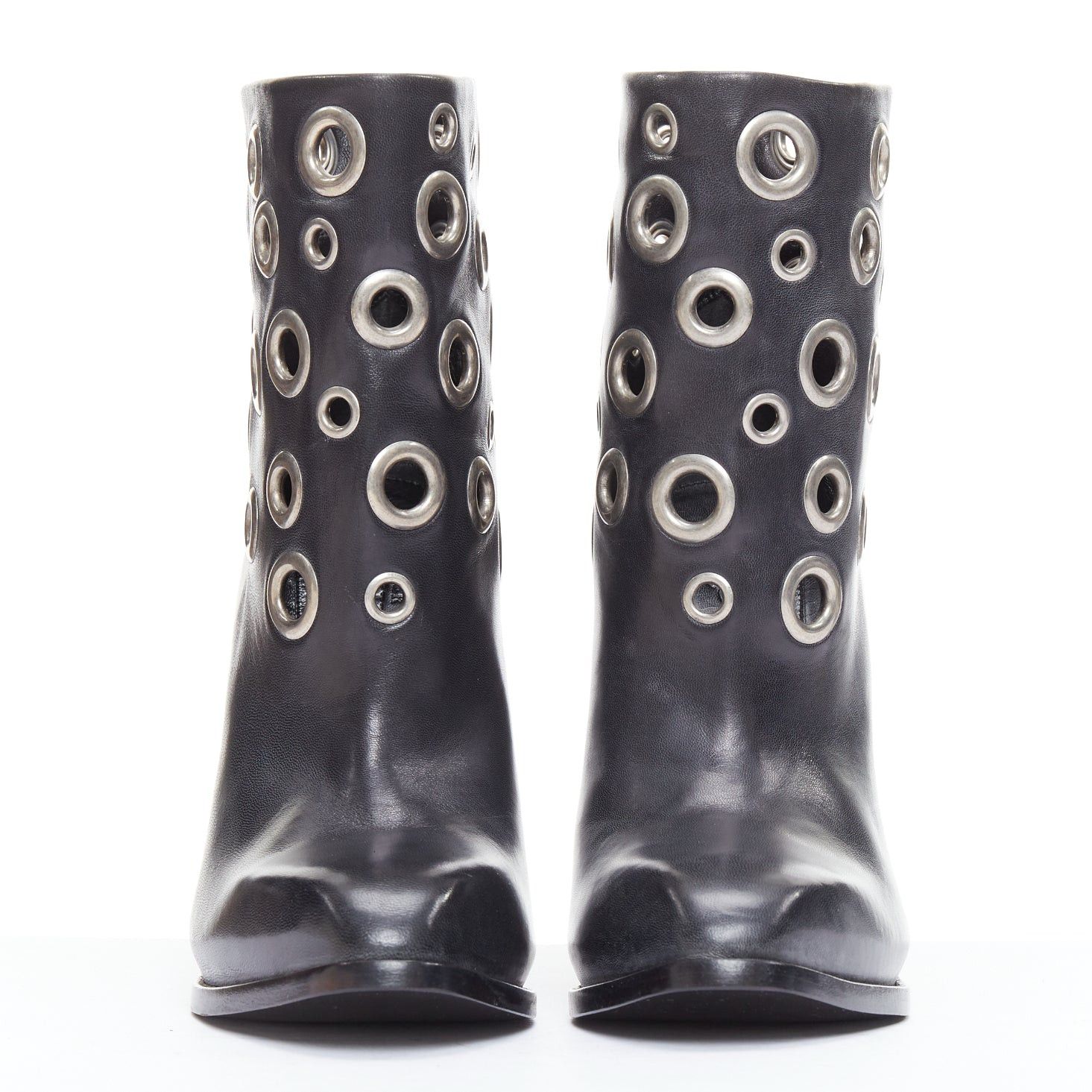 Alexander McQueen rare ALEXANDER MCQUEEN black silver grommet studded spool pirate ankle boots EU39 Size US 9 / IT 39 - 3 Thumbnail