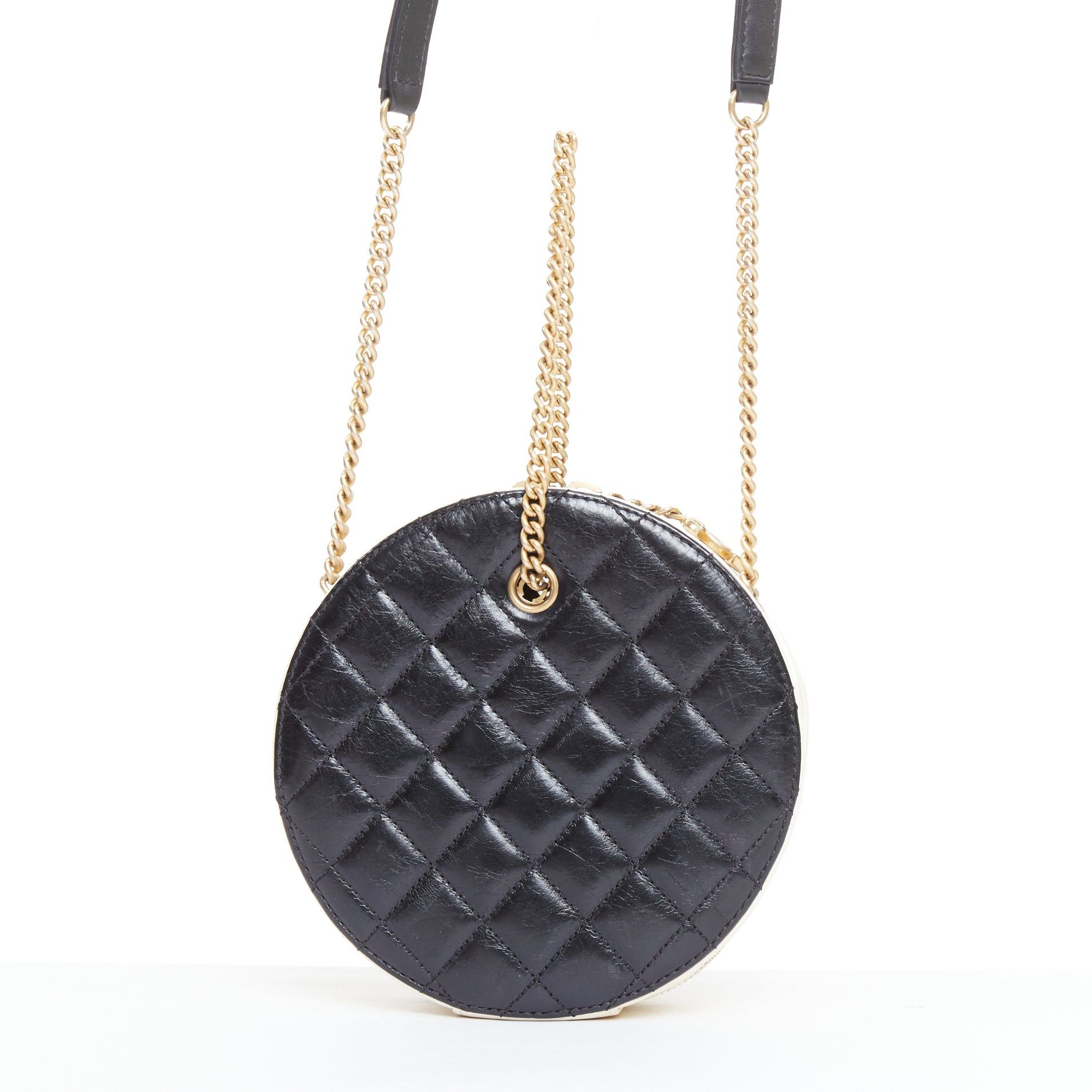 Chanel CHANEL 2019 Limited Edition En Vogue Round black cream leather crossbody bag Size ONE SIZE - 5 Thumbnail