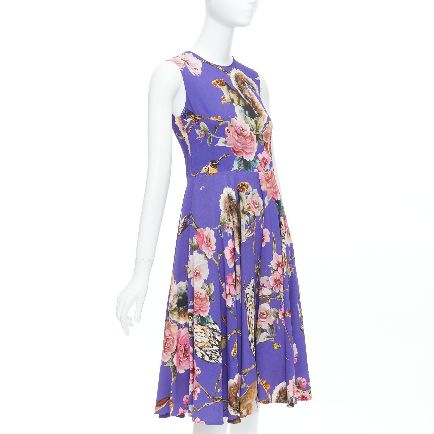 Dolce & Gabbana DOLCE GABBANA purple squirrel garden floral print cocktail dress IT36 XXS Size XS / US 0-2 / IT 36-38 - 3 Thumbnail