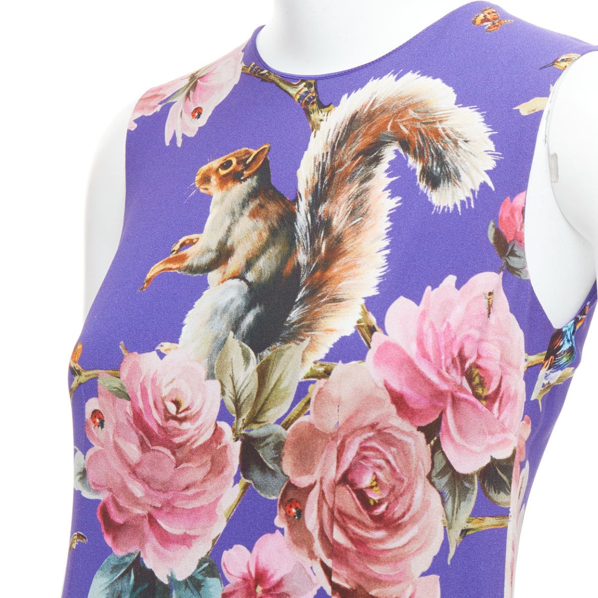 Dolce & Gabbana DOLCE GABBANA purple squirrel garden floral print cocktail dress IT36 XXS Size XS / US 0-2 / IT 36-38 - 2 Thumbnail