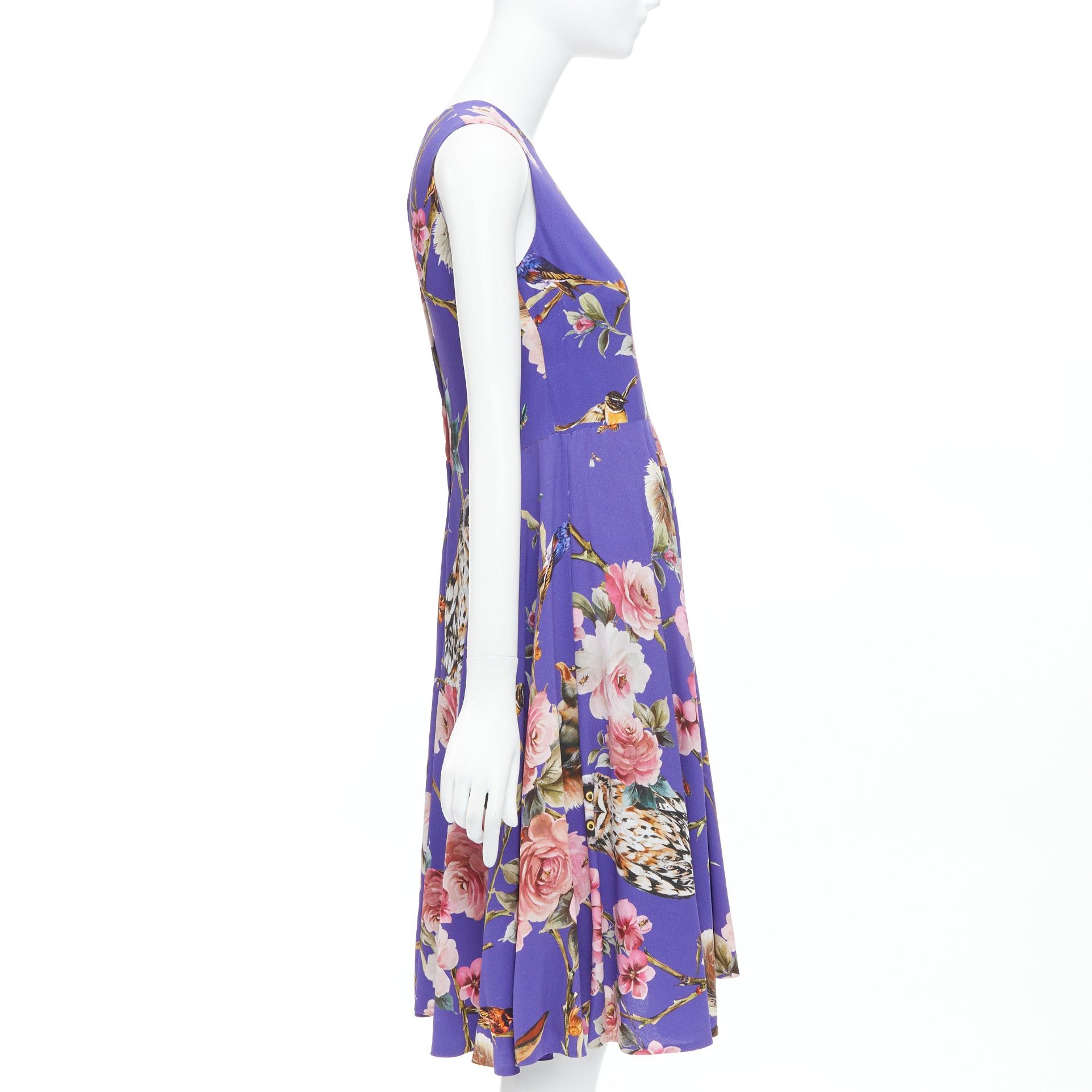 Dolce & Gabbana DOLCE GABBANA purple squirrel garden floral print cocktail dress IT36 XXS Size XS / US 0-2 / IT 36-38 - 4 Thumbnail