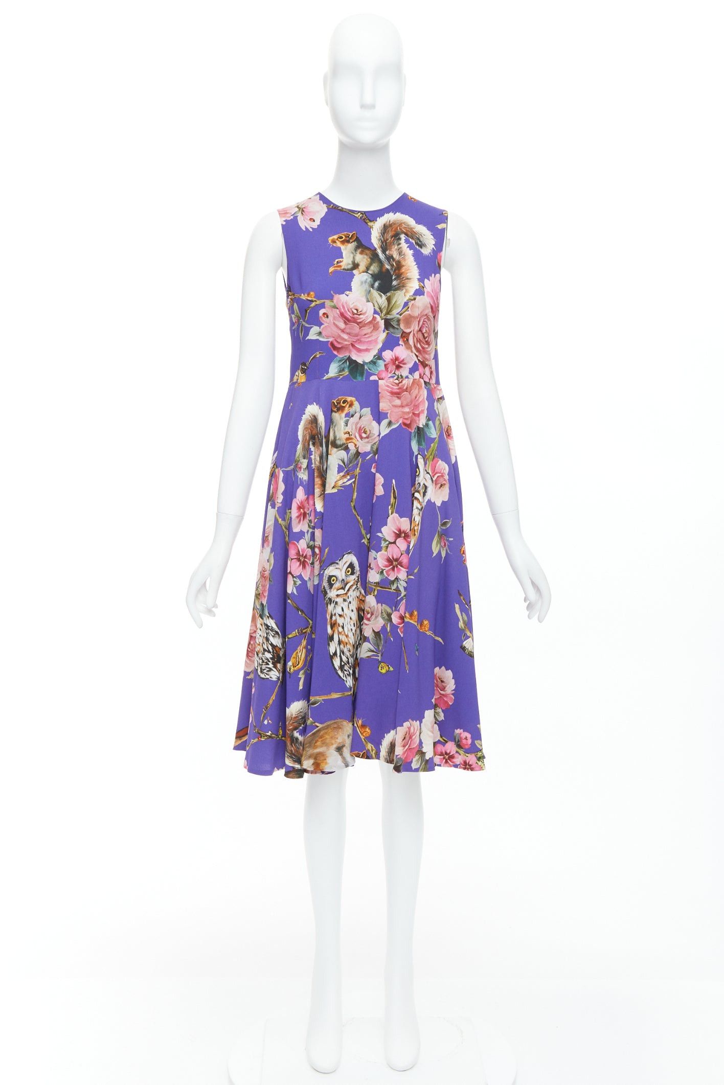 Dolce & Gabbana DOLCE GABBANA purple squirrel garden floral print cocktail dress IT36 XXS Size XS / US 0-2 / IT 36-38 - 9 Thumbnail