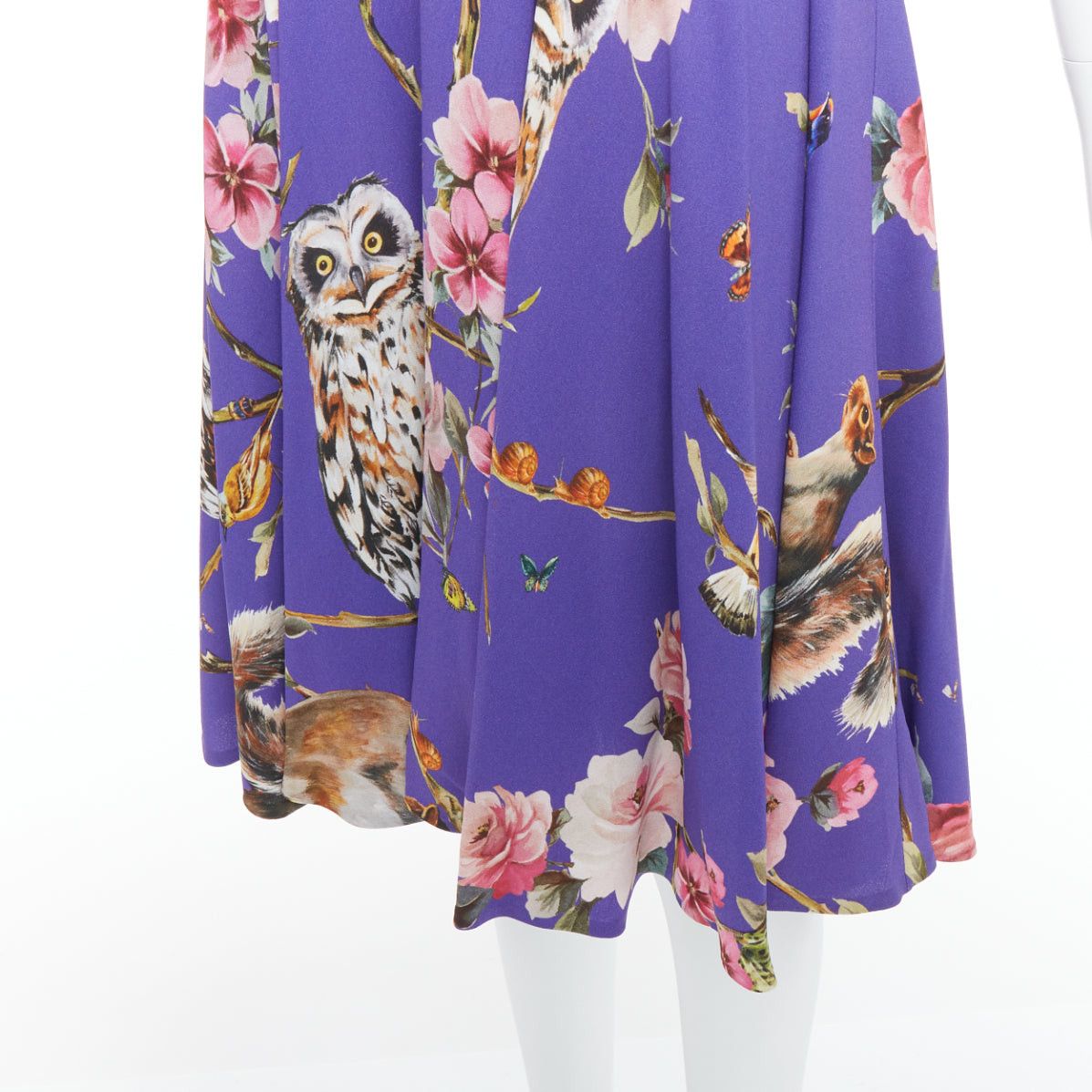 Dolce & Gabbana DOLCE GABBANA purple squirrel garden floral print cocktail dress IT36 XXS Size XS / US 0-2 / IT 36-38 - 7 Thumbnail