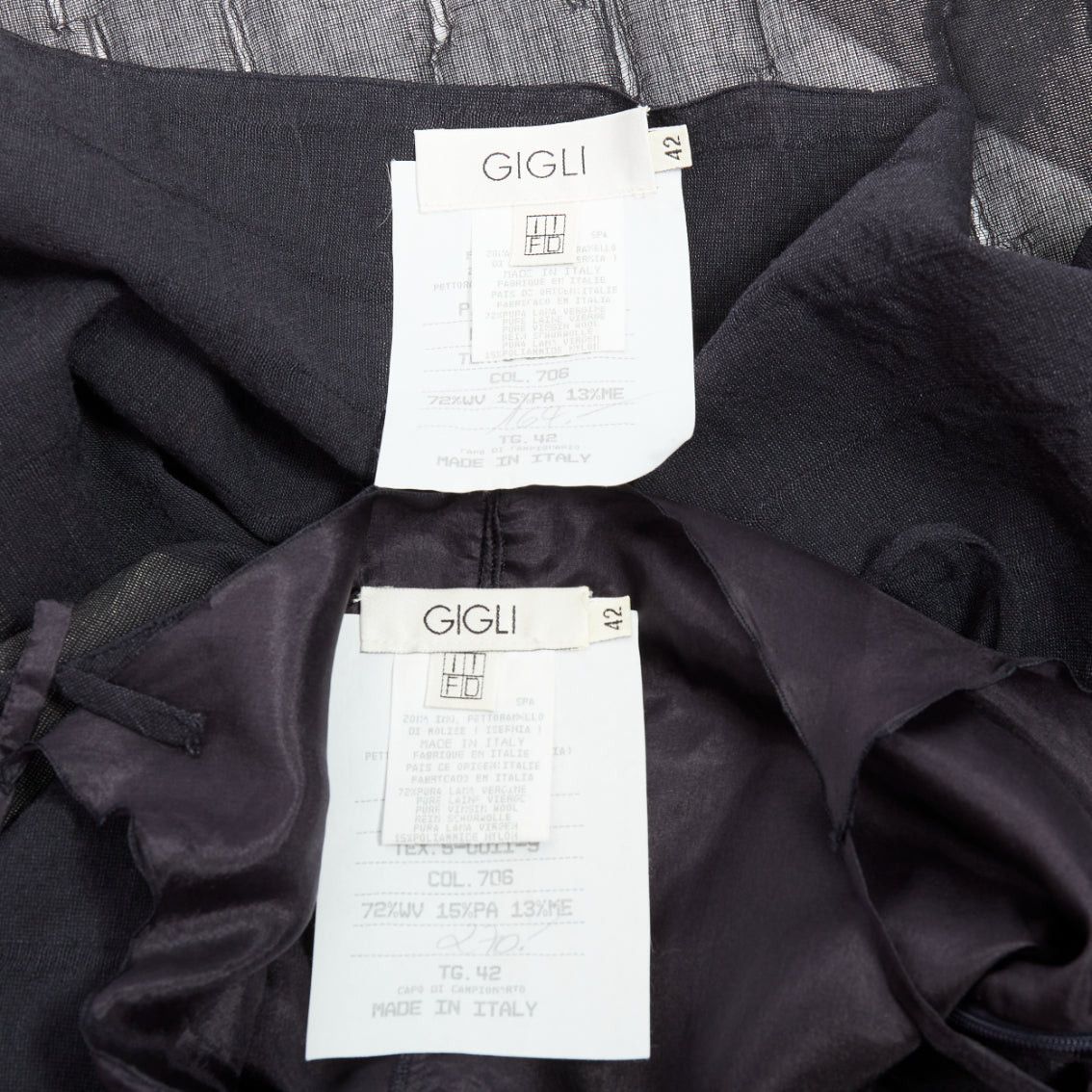Romeo Gigli rare ROMEO GIGLI Vintage black wool blend crinkled dress sheer shawl IT42 M Size M / US 6-8 / IT 42-44 - 10 Thumbnail