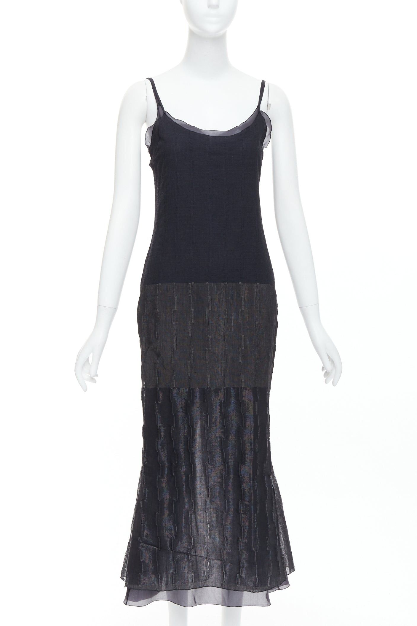Romeo Gigli rare ROMEO GIGLI Vintage black wool blend crinkled dress sheer shawl IT42 M Size M / US 6-8 / IT 42-44 - 2 Thumbnail