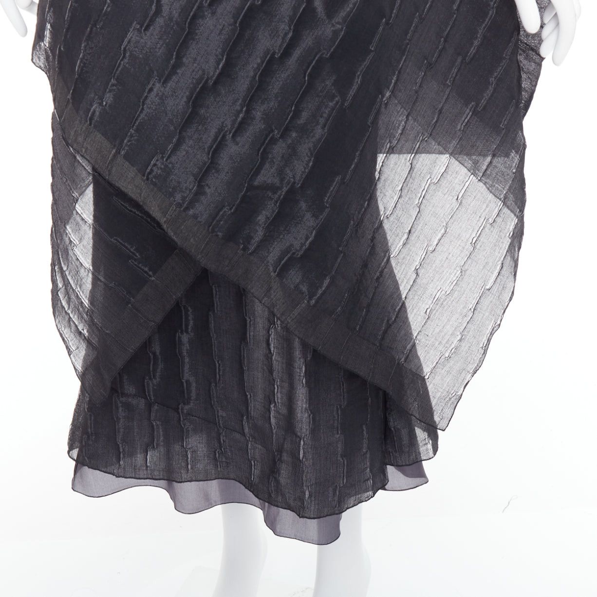 Romeo Gigli rare ROMEO GIGLI Vintage black wool blend crinkled dress sheer shawl IT42 M Size M / US 6-8 / IT 42-44 - 9 Thumbnail