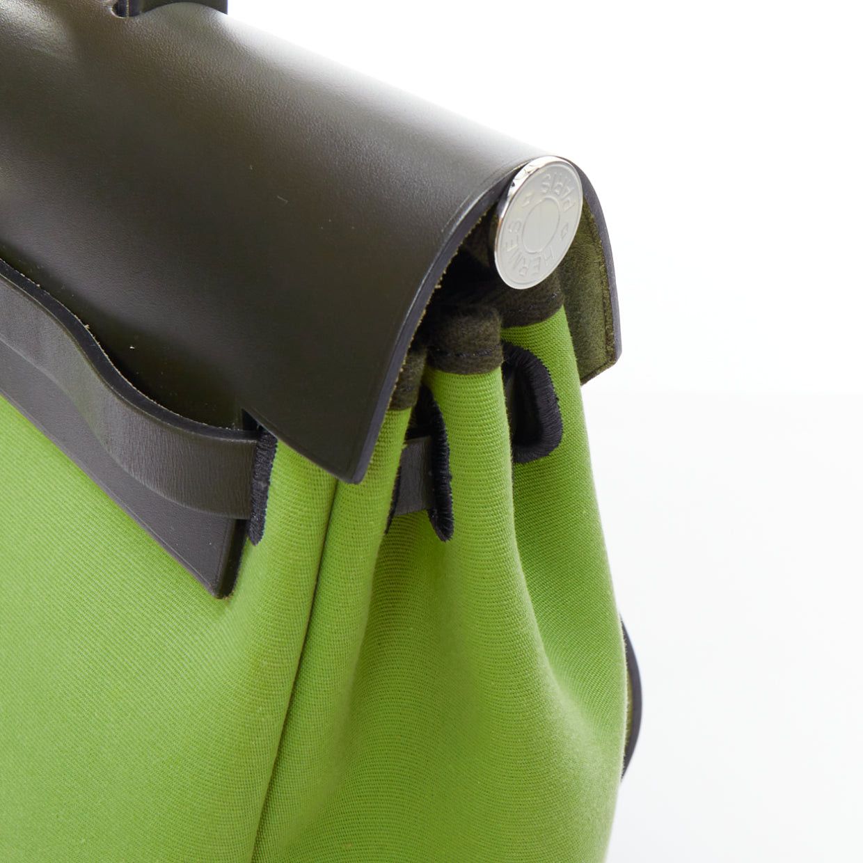 Hermes rare HERMES Herbag A Dos Vert Criquet green black canvas palladium backpack Size ONE SIZE - 10 Thumbnail
