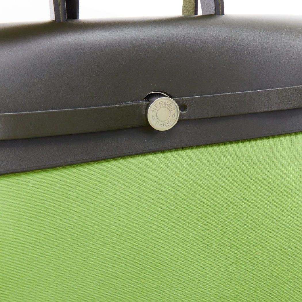 Hermes rare HERMES Herbag A Dos Vert Criquet green black canvas palladium backpack Size ONE SIZE - 7 Thumbnail