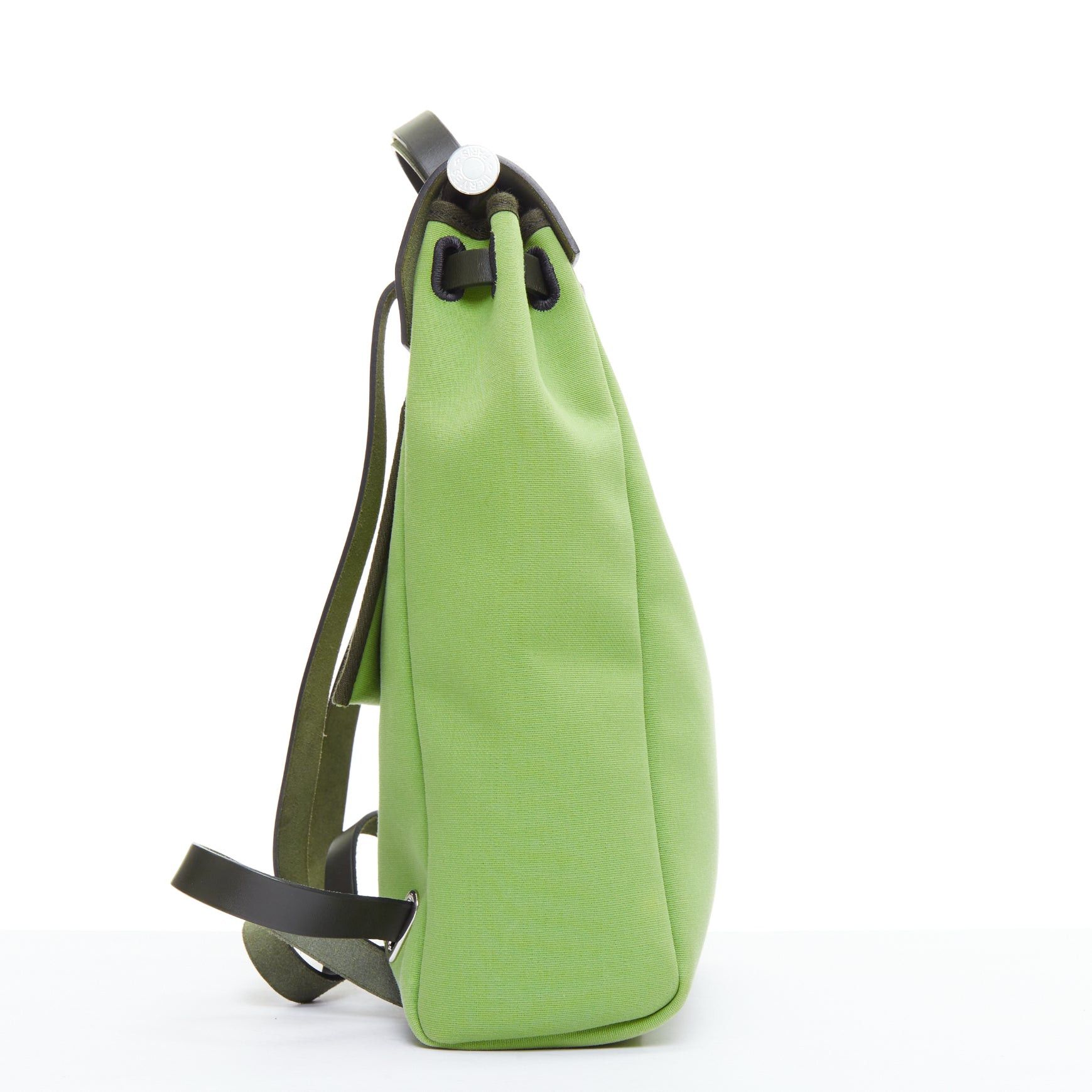 Hermes rare HERMES Herbag A Dos Vert Criquet green black canvas palladium backpack Size ONE SIZE - 4 Thumbnail