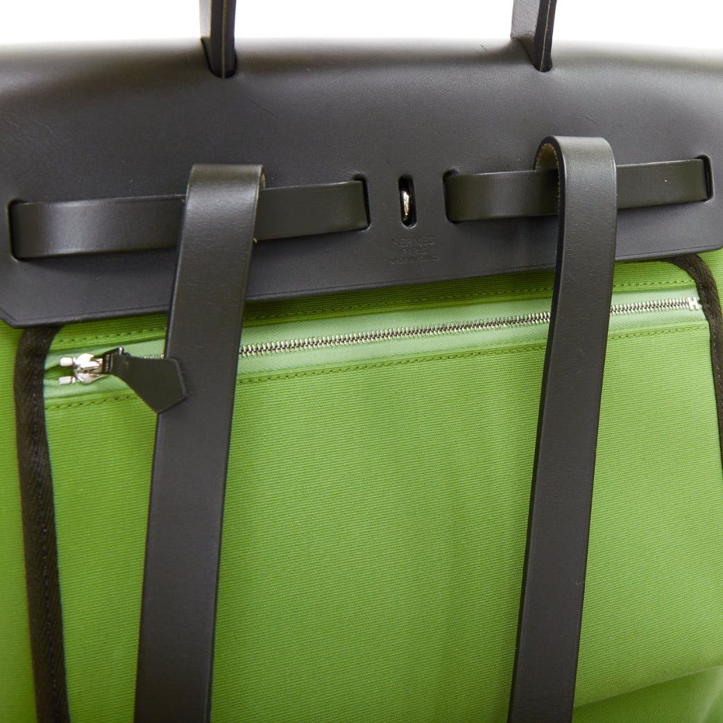 Hermes rare HERMES Herbag A Dos Vert Criquet green black canvas palladium backpack Size ONE SIZE - 8 Thumbnail