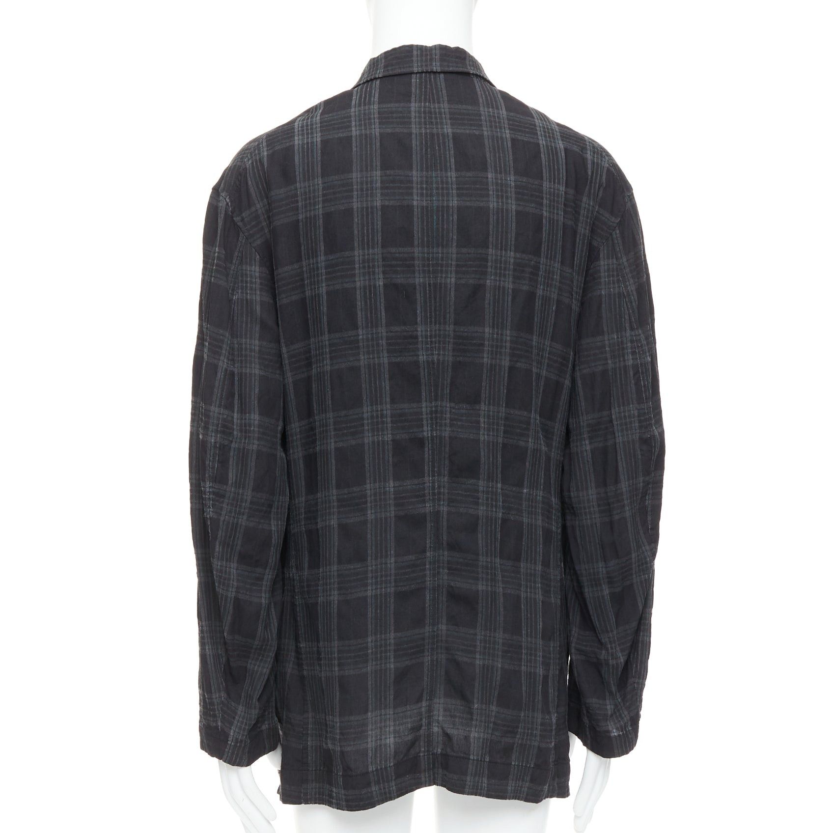 Yohji Yamamoto YOHJI YAMAMOTO Homme Plus grey checked slashed pocket blazer jacket JP2 M Size 48R - 6 Thumbnail