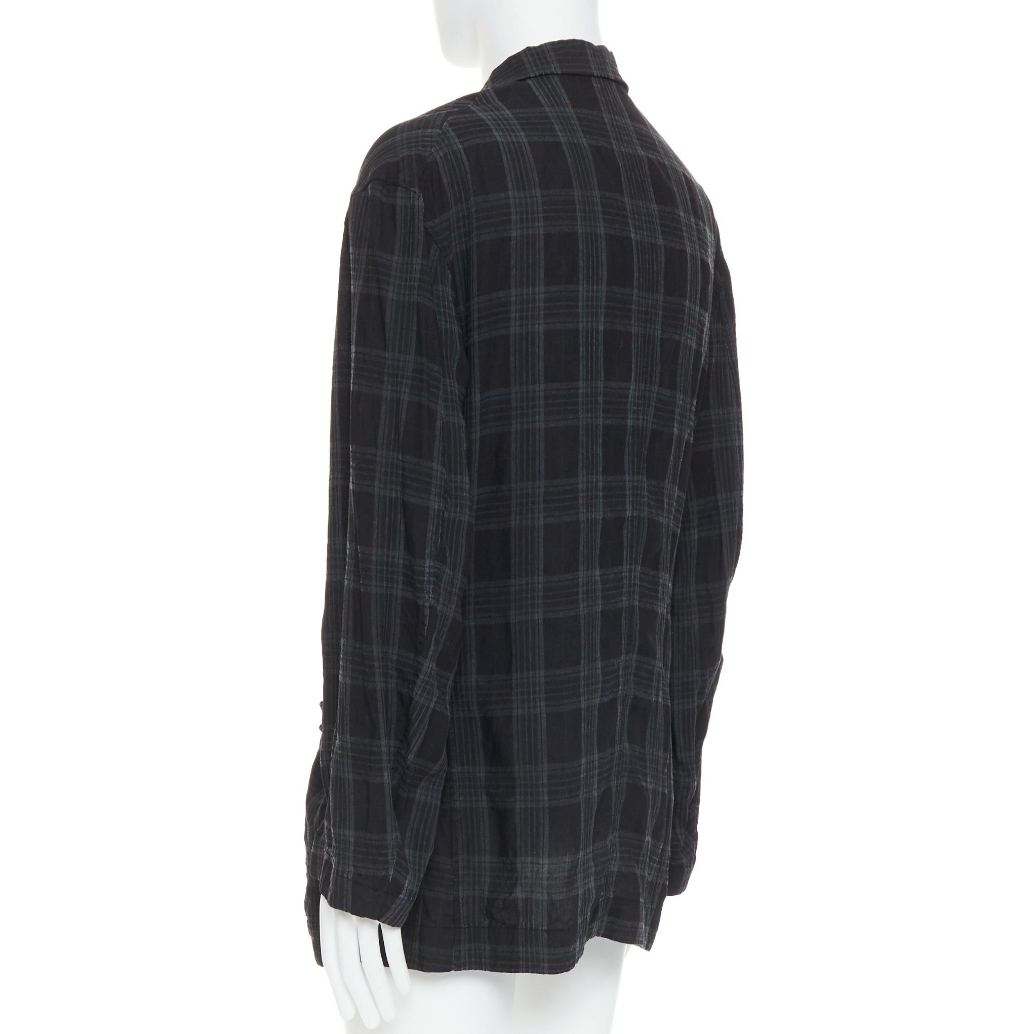 Yohji Yamamoto YOHJI YAMAMOTO Homme Plus grey checked slashed pocket blazer jacket JP2 M Size 48R - 7 Thumbnail