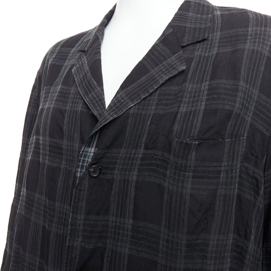 Yohji Yamamoto YOHJI YAMAMOTO Homme Plus grey checked slashed pocket blazer jacket JP2 M Size 48R - 8 Thumbnail