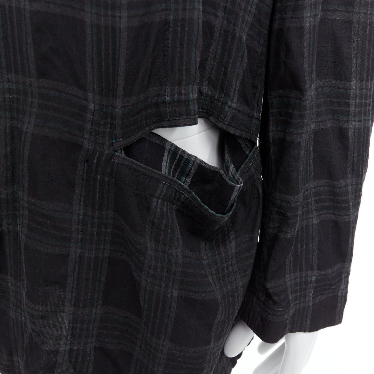 Yohji Yamamoto YOHJI YAMAMOTO Homme Plus grey checked slashed pocket blazer jacket JP2 M Size 48R - 2 Thumbnail