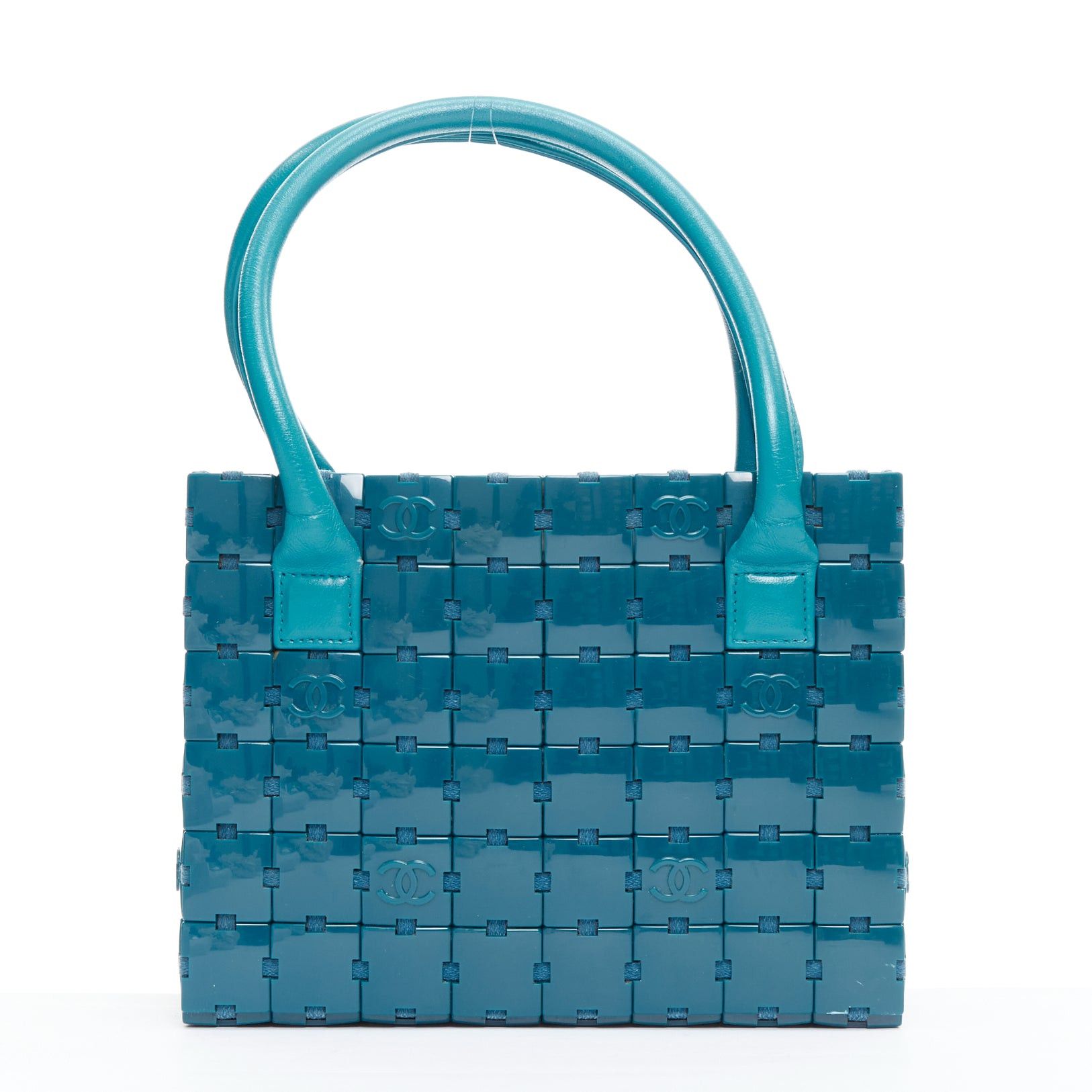 Chanel rare CHANEL Puzzle blue plastic CC chip leather stitch tote bag Size ONE SIZE - 3 Thumbnail