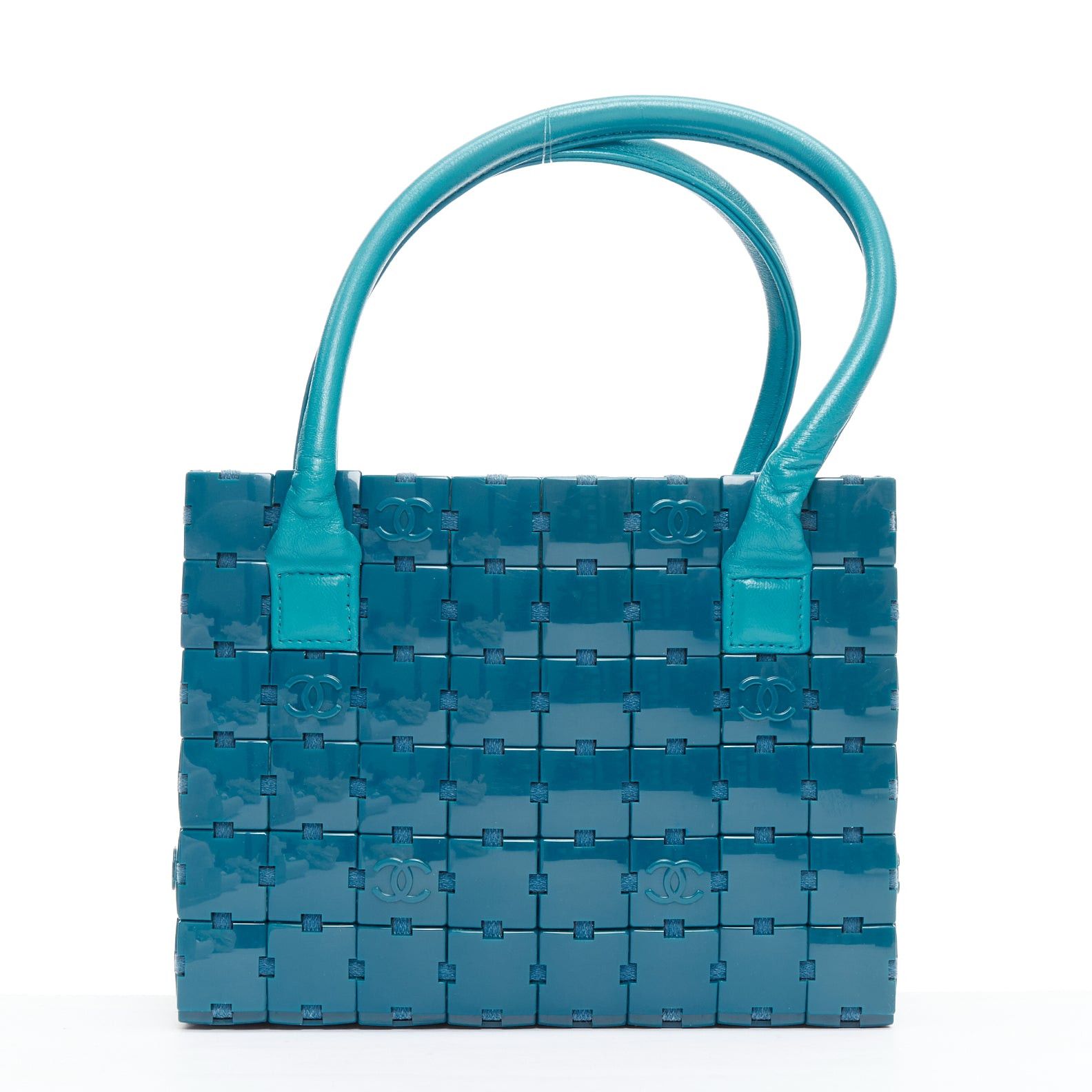 Chanel rare CHANEL Puzzle blue plastic CC chip leather stitch tote bag Size ONE SIZE - 5 Thumbnail