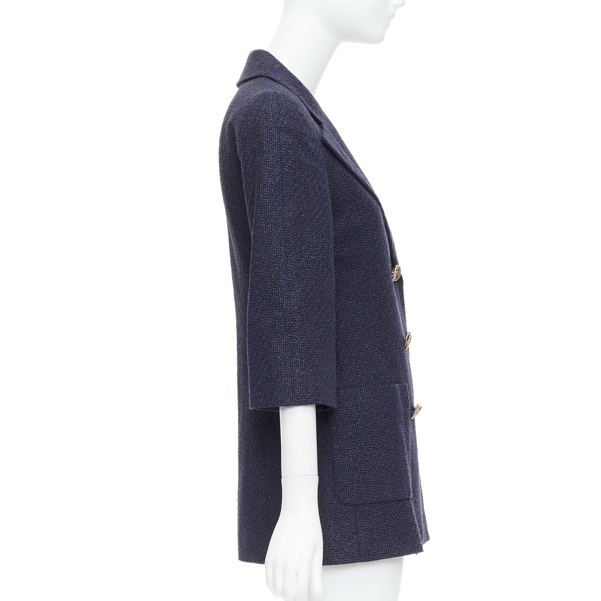 Chanel rare CHANEL 12P gold navy tweed CC pocket double breast schoolboy jacket FR38 M Size M / US 6-8 / IT 42-44 - 5 Thumbnail