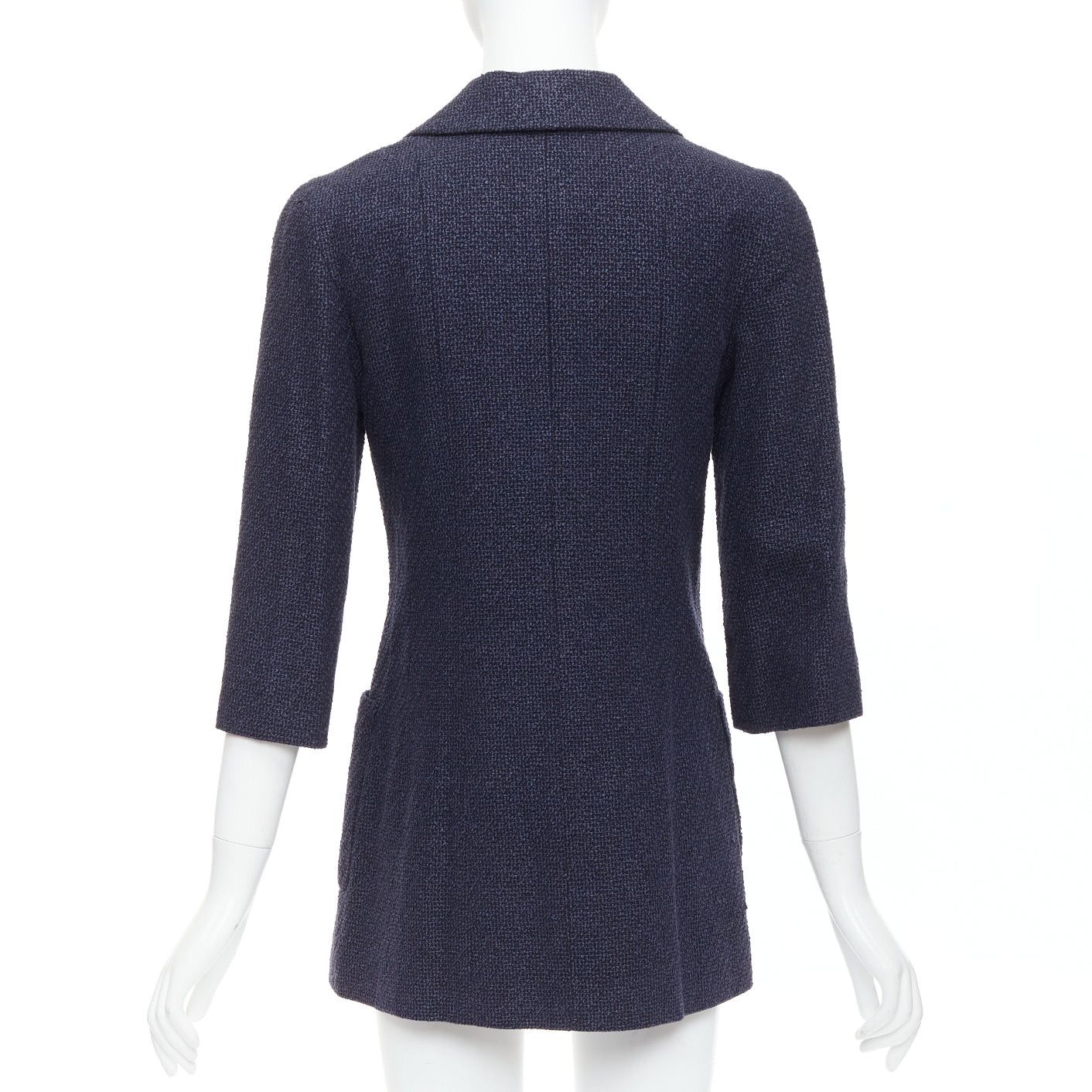 Chanel rare CHANEL 12P gold navy tweed CC pocket double breast schoolboy jacket FR38 M Size M / US 6-8 / IT 42-44 - 6 Thumbnail