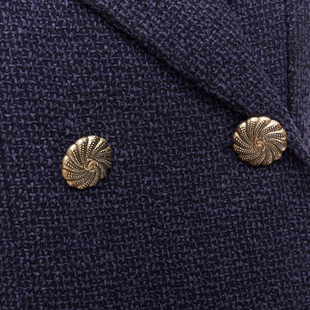 Chanel rare CHANEL 12P gold navy tweed CC pocket double breast schoolboy jacket FR38 M Size M / US 6-8 / IT 42-44 - 8 Thumbnail