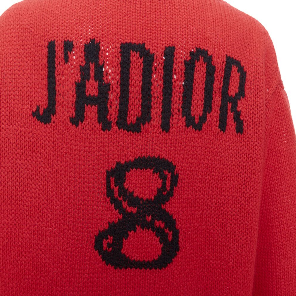 Dior CHRISTIAN DIOR 100% cashmere red black J'Adior 8 oversized sweater FR34 XS Size XS / US 0-2 / IT 36-38 - 6 Thumbnail