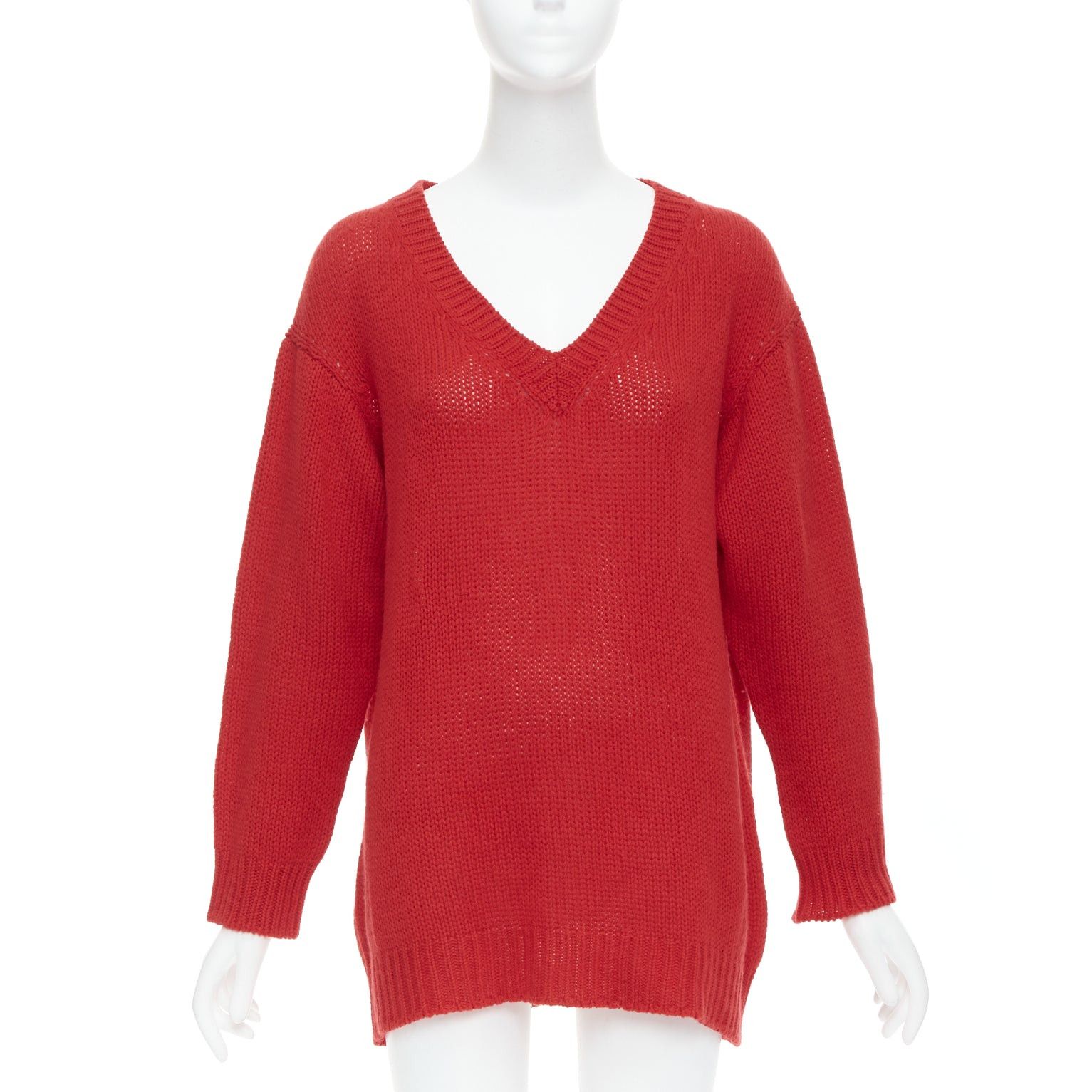 Dior CHRISTIAN DIOR 100% cashmere red black J'Adior 8 oversized sweater FR34 XS Size XS / US 0-2 / IT 36-38 - 2 Thumbnail