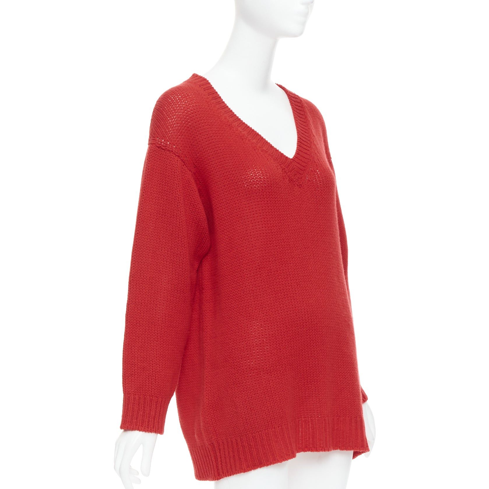 Dior CHRISTIAN DIOR 100% cashmere red black J'Adior 8 oversized sweater FR34 XS Size XS / US 0-2 / IT 36-38 - 3 Thumbnail