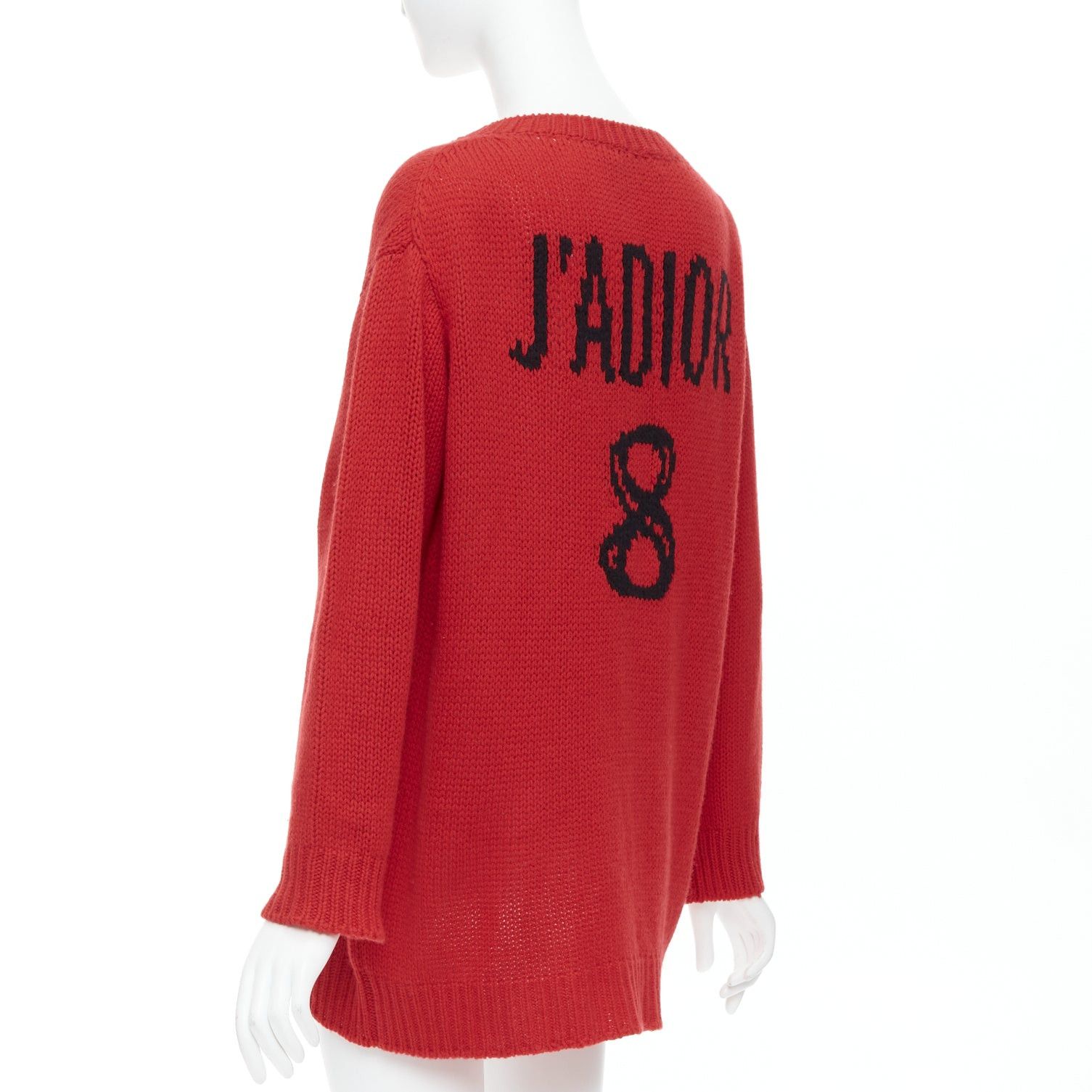 Dior CHRISTIAN DIOR 100% cashmere red black J'Adior 8 oversized sweater FR34 XS Size XS / US 0-2 / IT 36-38 - 5 Thumbnail