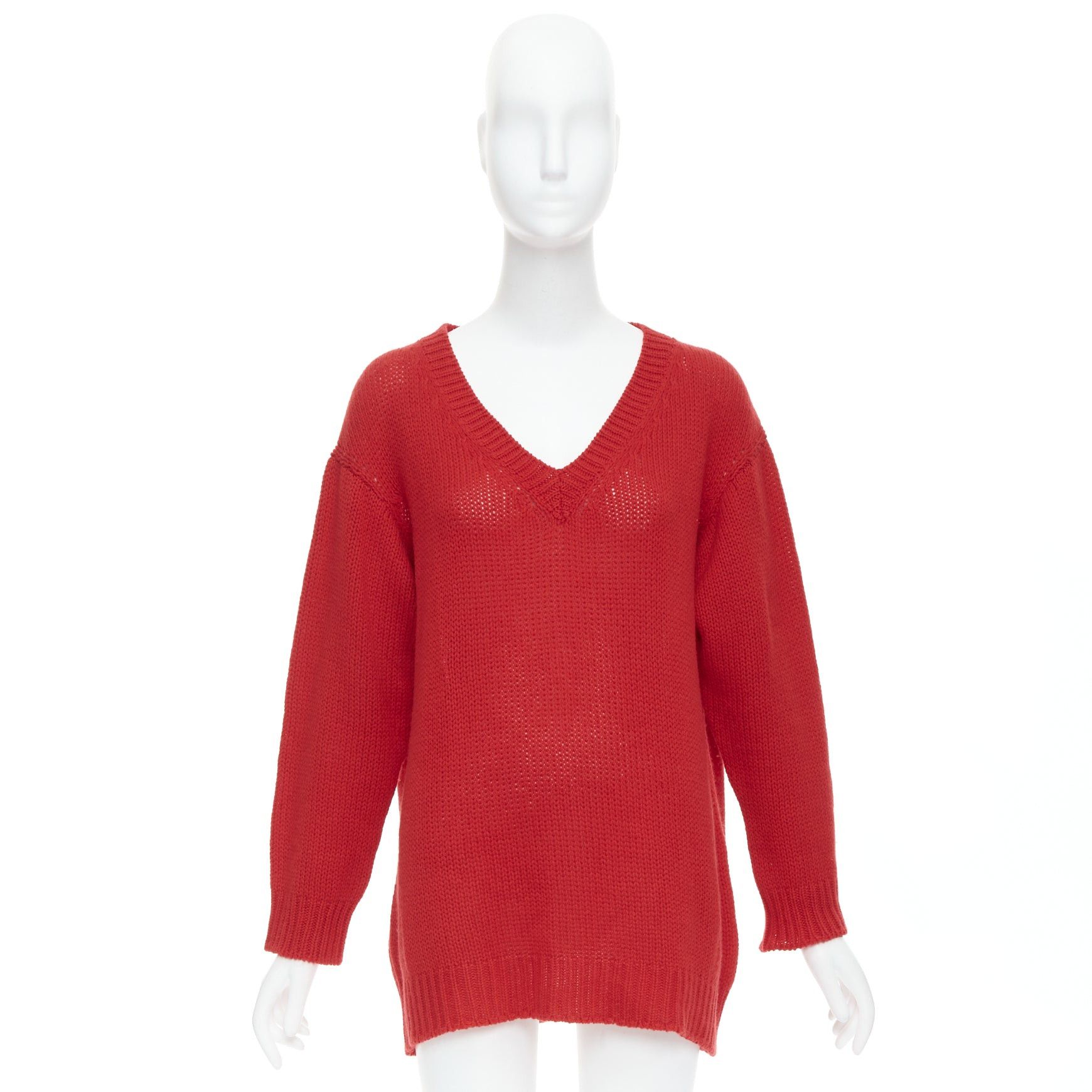 Dior CHRISTIAN DIOR 100% cashmere red black J'Adior 8 oversized sweater FR34 XS Size XS / US 0-2 / IT 36-38 - 9 Thumbnail