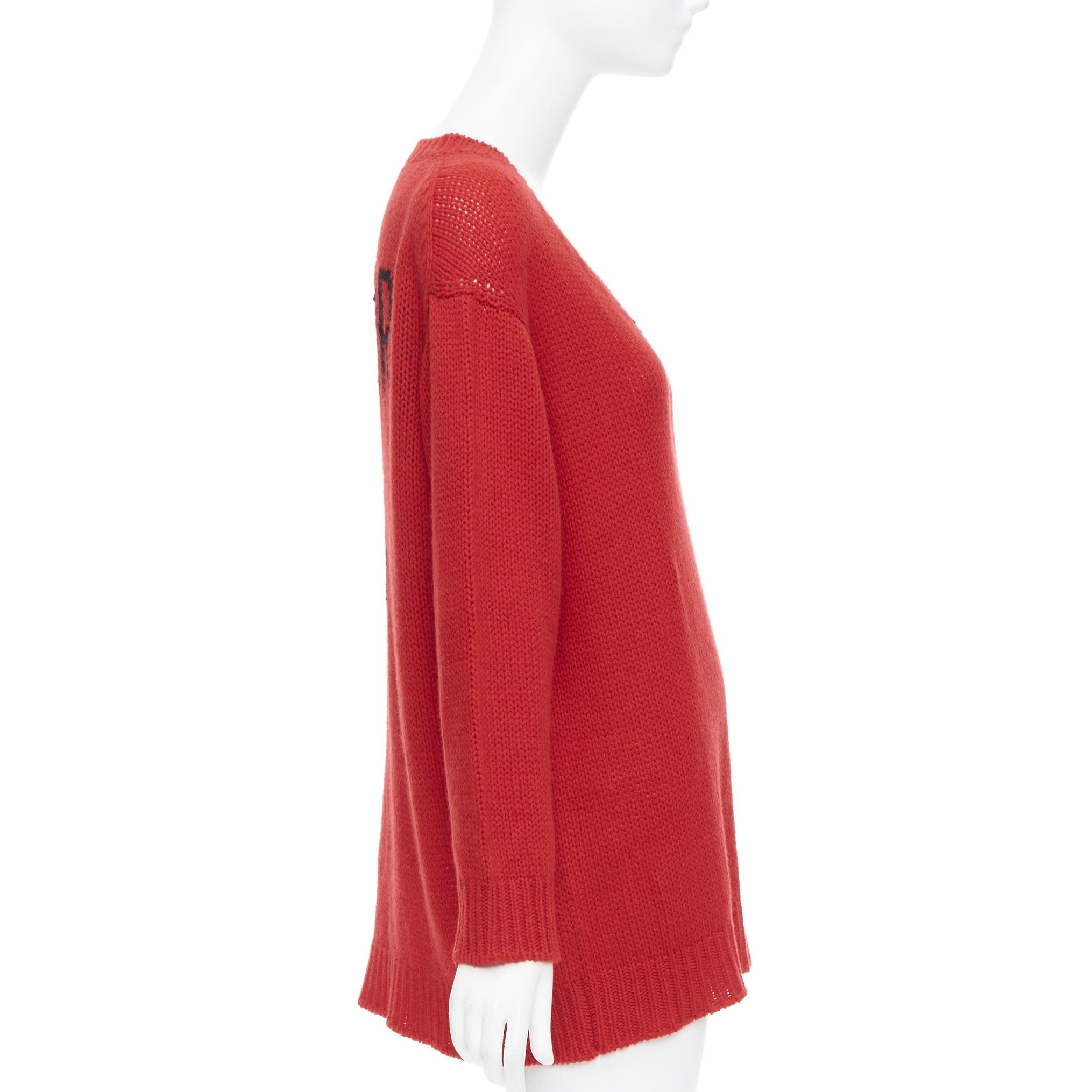 Dior CHRISTIAN DIOR 100% cashmere red black J'Adior 8 oversized sweater FR34 XS Size XS / US 0-2 / IT 36-38 - 4 Thumbnail