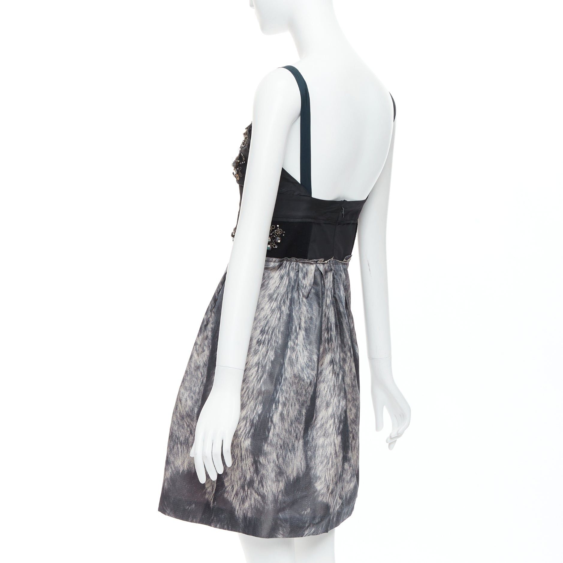 Prada rare PRADA 2006 Runway grey silk fur bolts embellished dress IT40 S Size S / US 4 / IT 40 - 6 Thumbnail