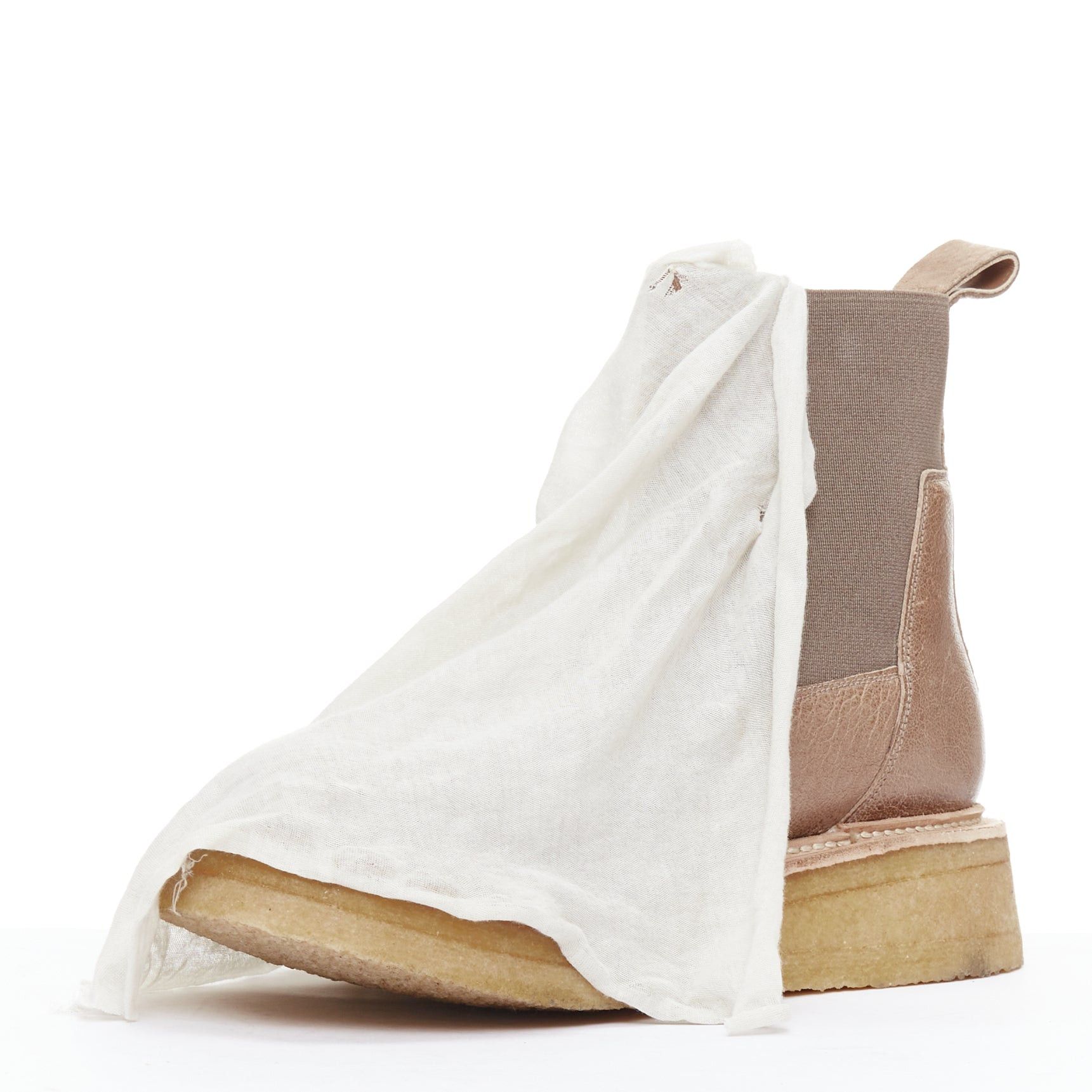 Rick Owens RICK OWENS brown grey fabric drape ankle leather boot EU35 EU36 Size US 6 / IT 36 - 4 Thumbnail