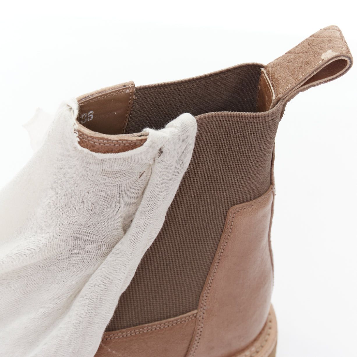 Rick Owens RICK OWENS brown grey fabric drape ankle leather boot EU35 EU36 Size US 6 / IT 36 - 8 Thumbnail