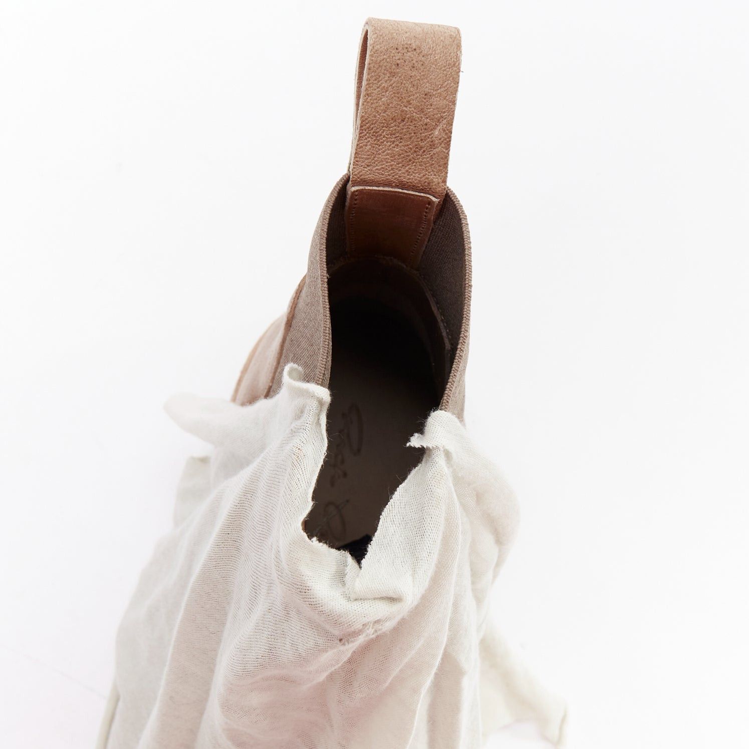 Rick Owens RICK OWENS brown grey fabric drape ankle leather boot EU35 EU36 Size US 6 / IT 36 - 7 Thumbnail