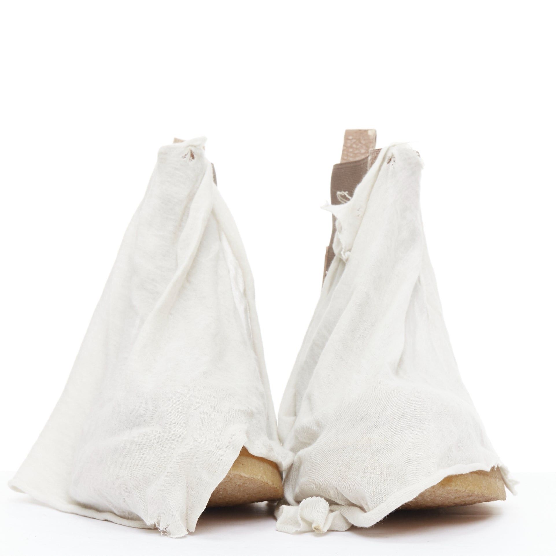 Rick Owens RICK OWENS brown grey fabric drape ankle leather boot EU35 EU36 Size US 6 / IT 36 - 3 Thumbnail