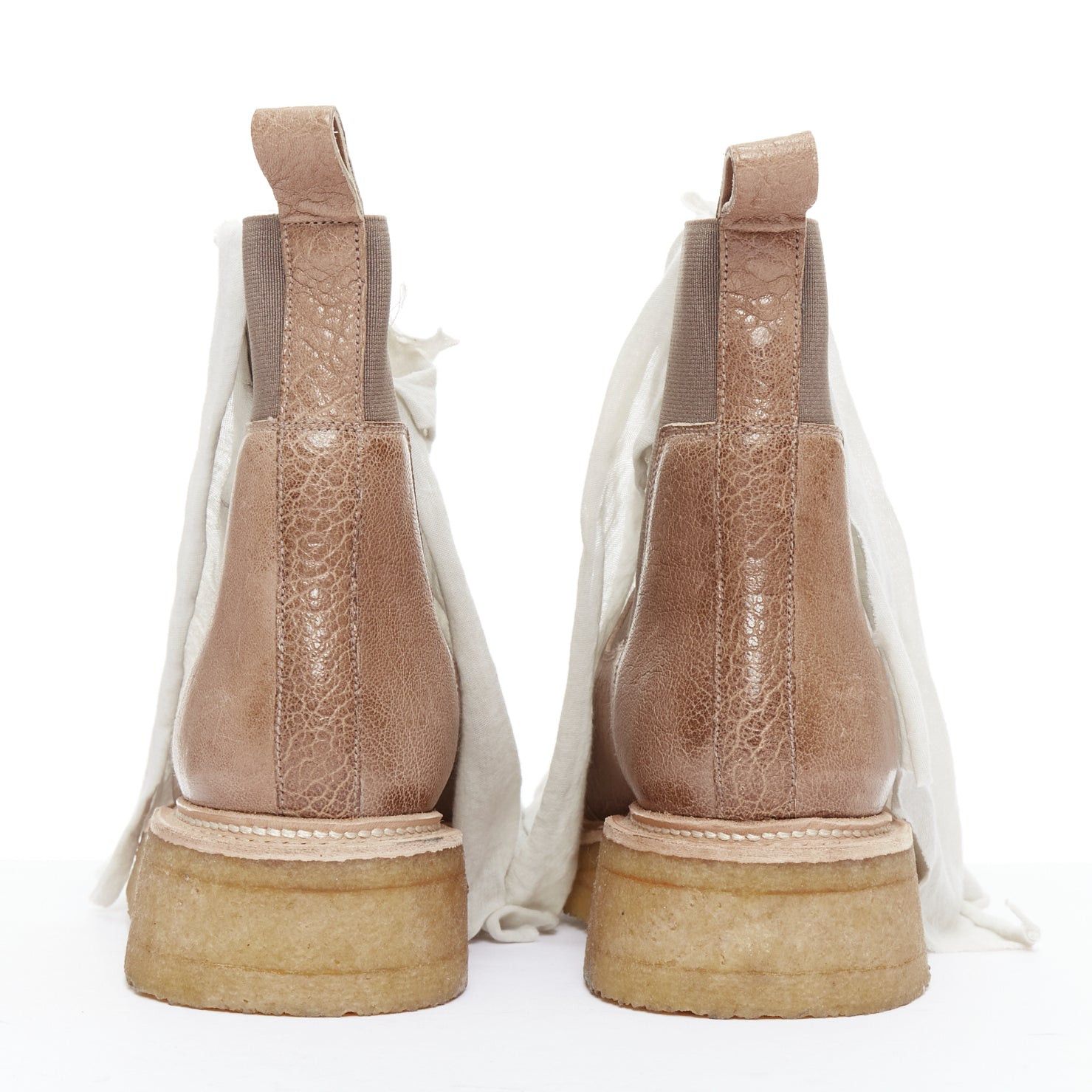 Rick Owens RICK OWENS brown grey fabric drape ankle leather boot EU35 EU36 Size US 6 / IT 36 - 5 Thumbnail