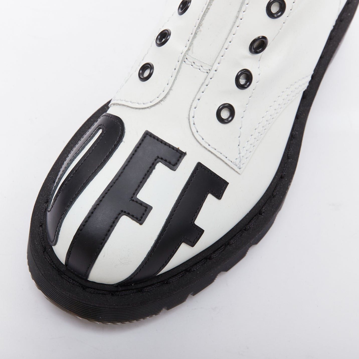 Vetements VETEMENTS VTMNTS F OFF black white slogan leather combat boots EU36 Size US 6 / IT 36 - 7 Thumbnail