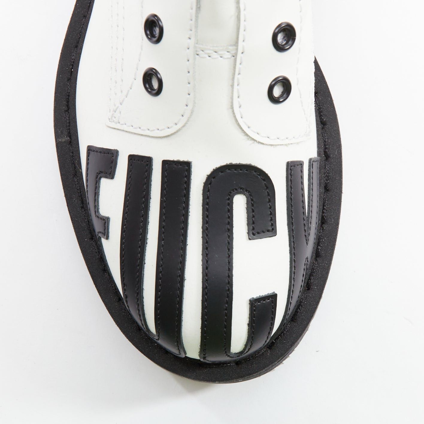 Vetements VETEMENTS VTMNTS F OFF black white slogan leather combat boots EU36 Size US 6 / IT 36 - 6 Thumbnail